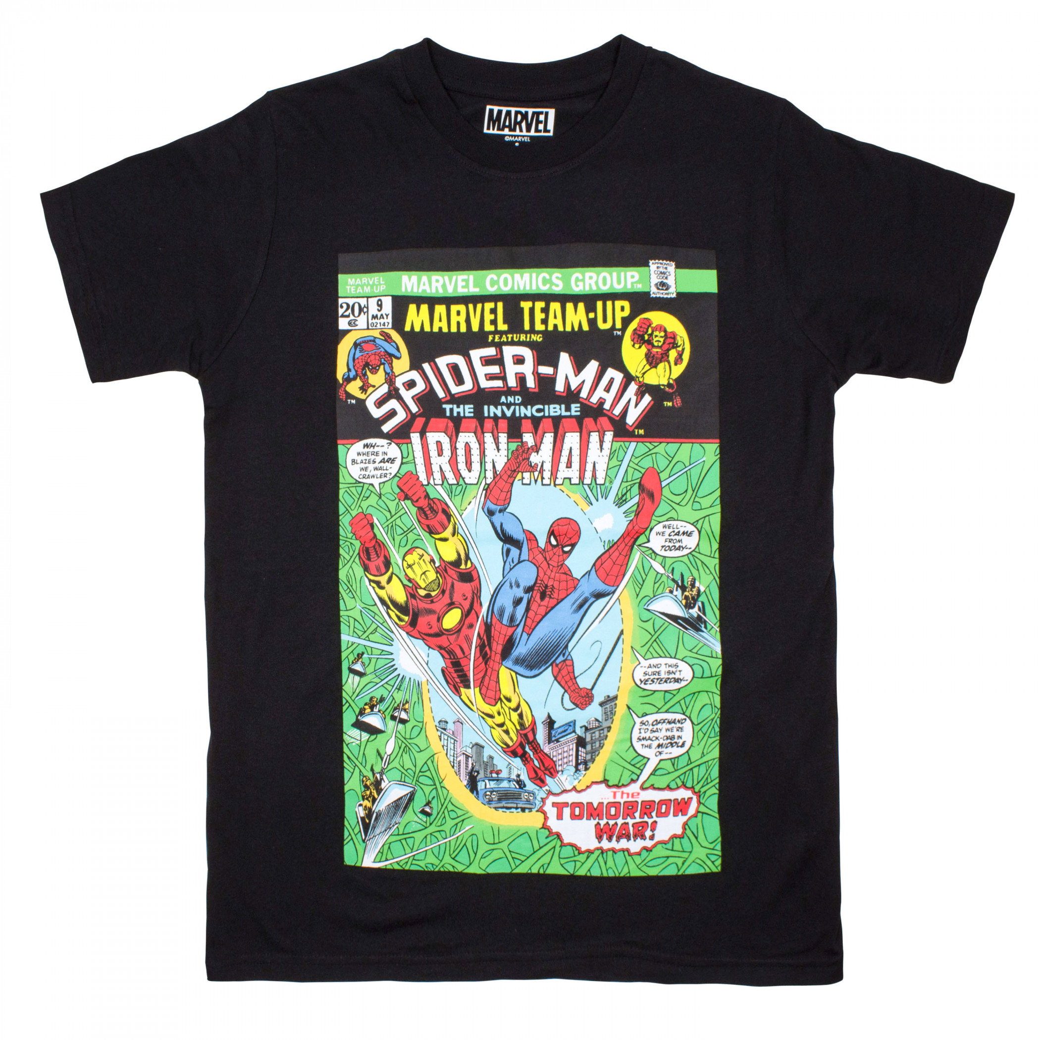 Spider-Man and The Invincible Iron Man Marvel Comic Cover T-Shirt, Black