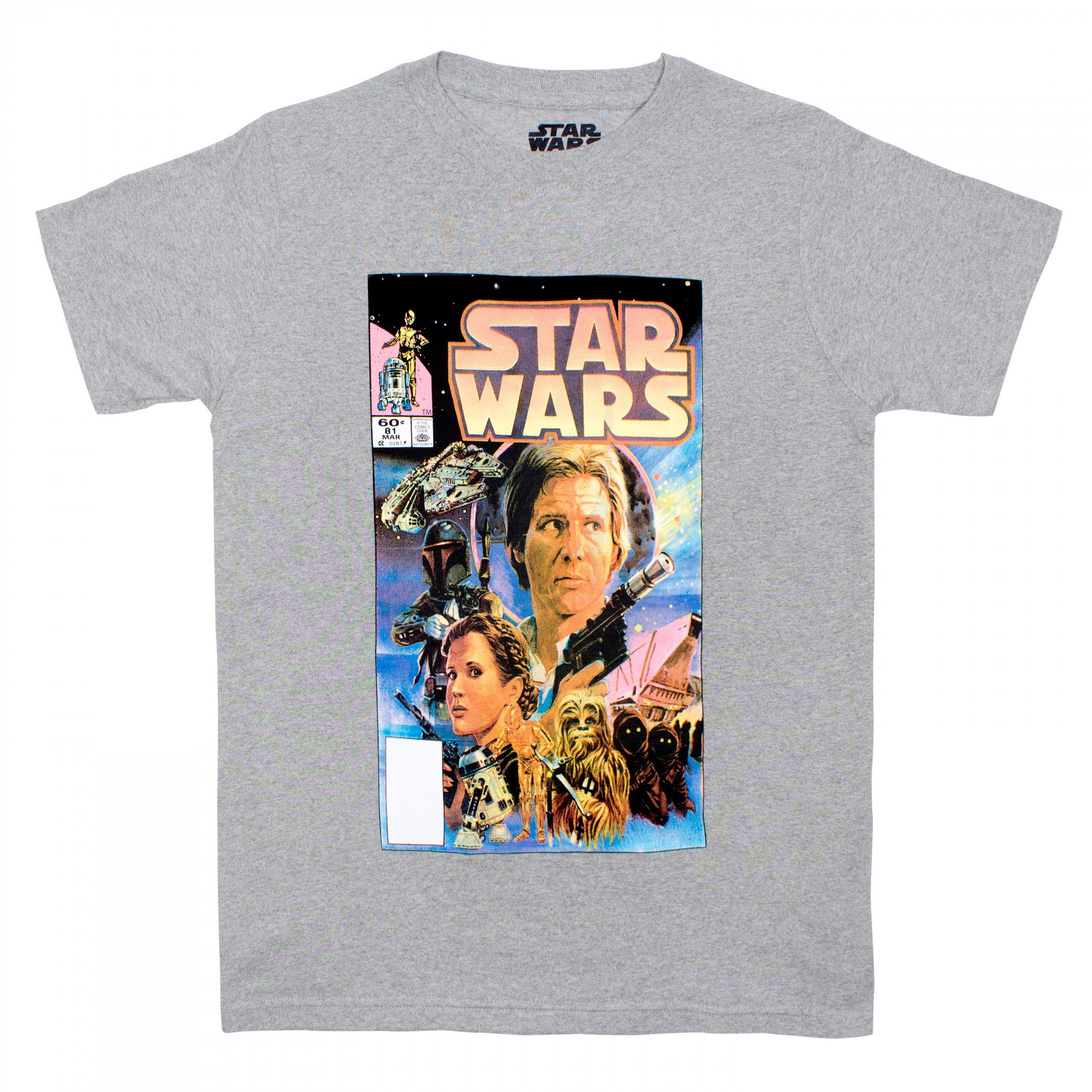 Star Wars 'The Original Marvel Years' #81 Retro Comic Cover T-Shirt, Grey