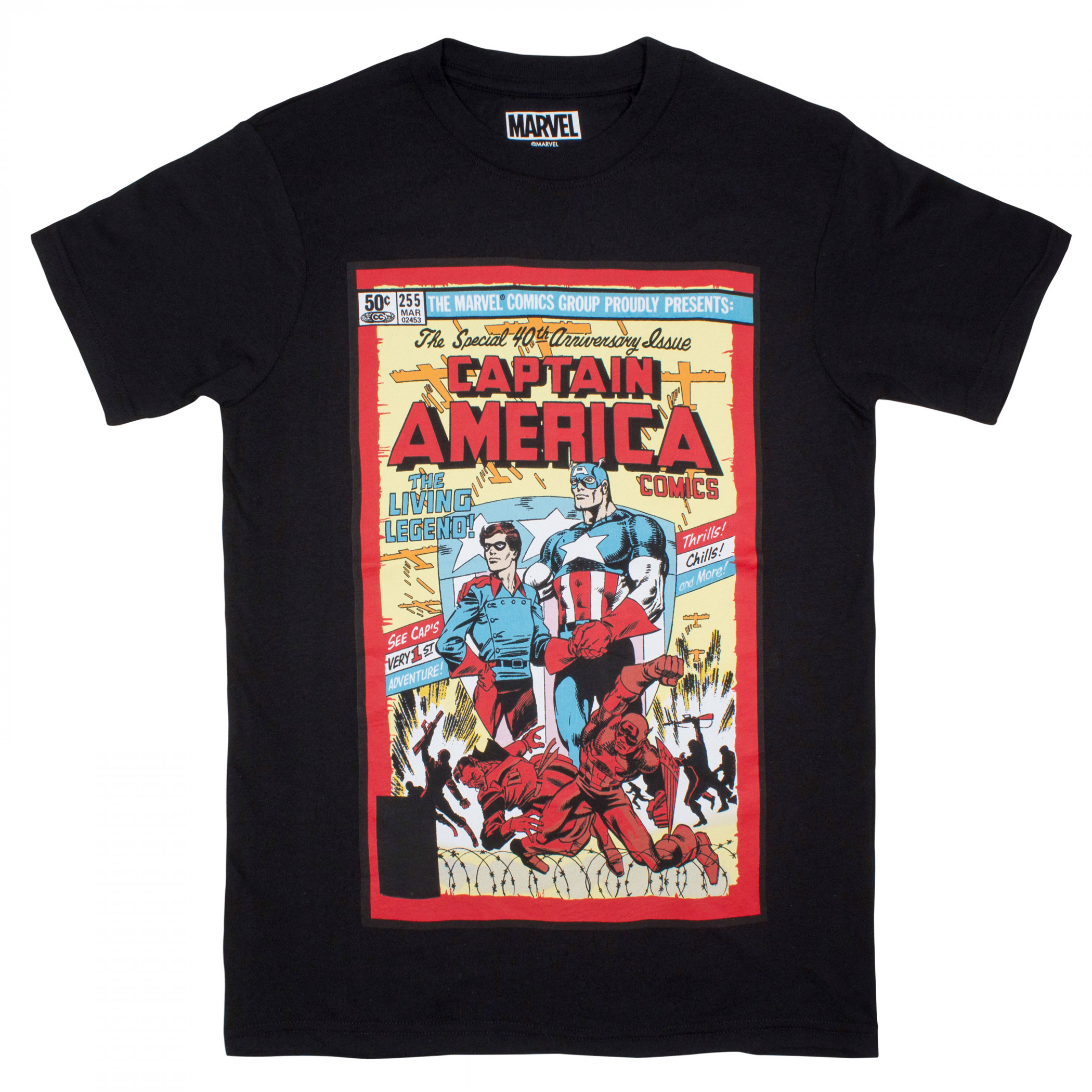 Captain America 40th Anniversary Marvel Comic Cover T-Shirt, Black