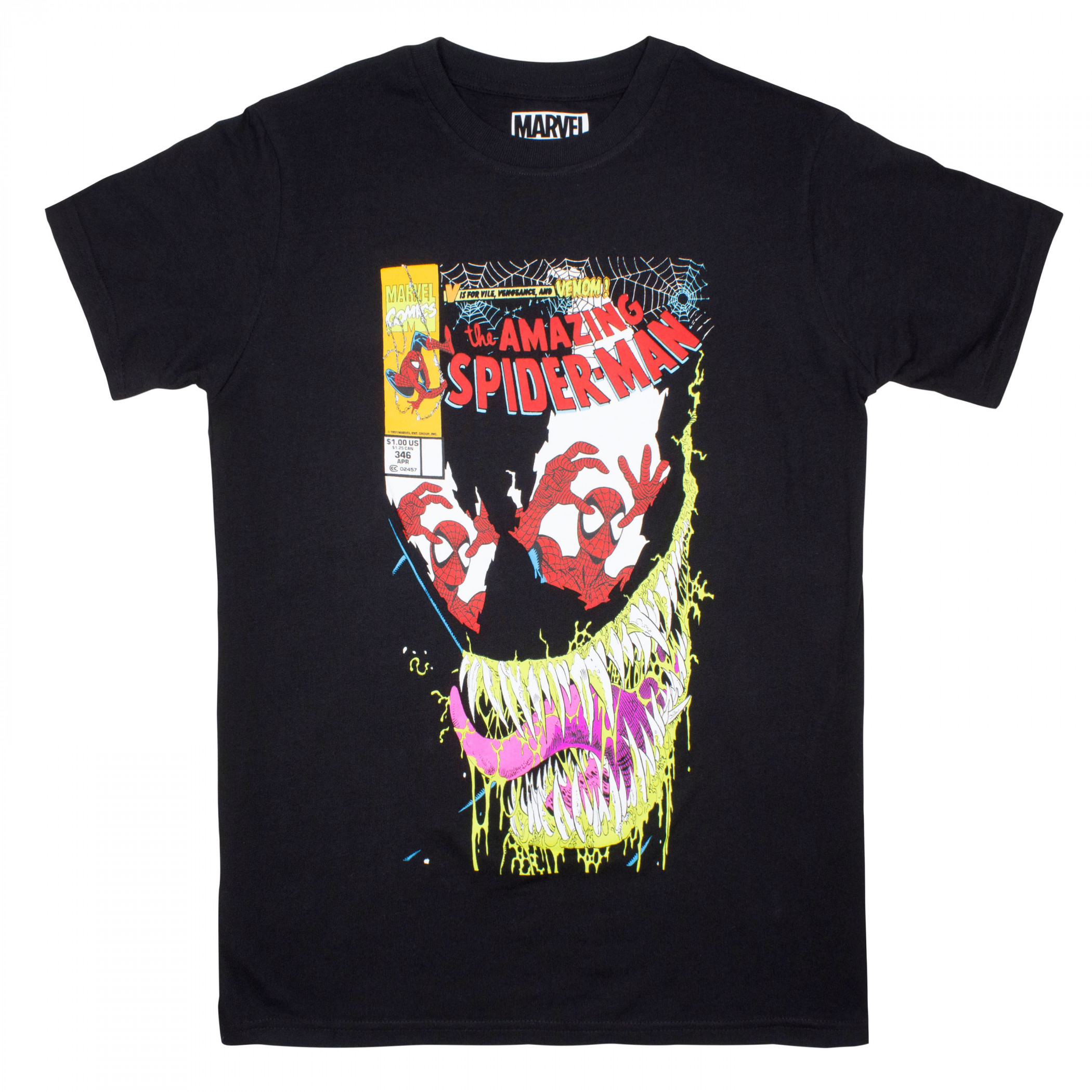 The Amazing Spider-Man vs Venom #346 Marvel Comic Cover T-Shirt, Black
