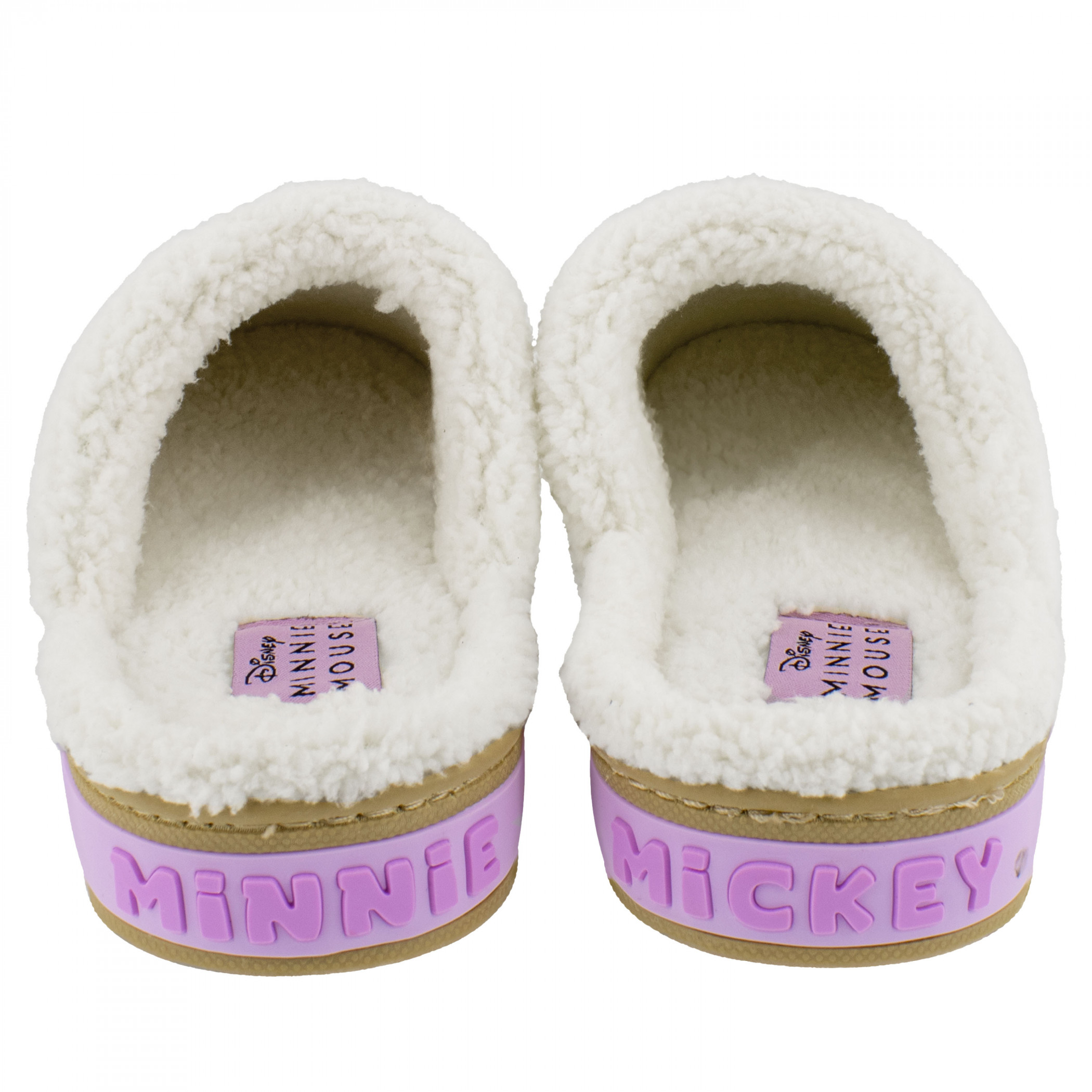 Mickey and Minnie in Love Fuzzy Women's Slippers Beige - Picture 8 of 24