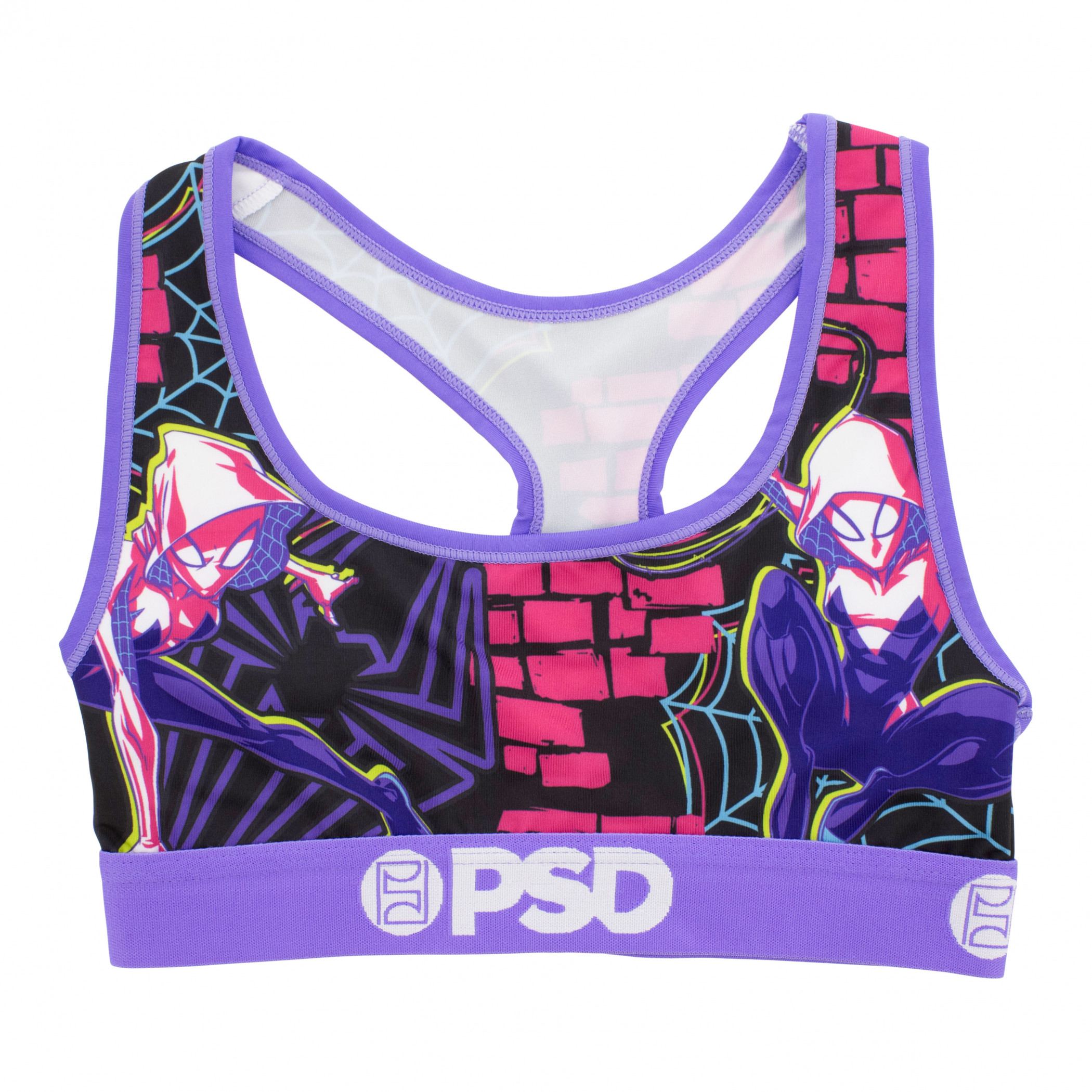 Spider-Gwen Pop Colors PSD Sports Bra, Purple