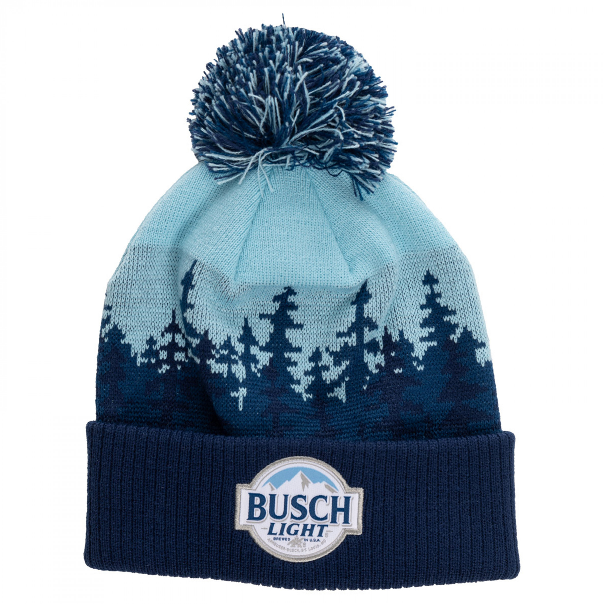 Busch Light Beer Forest Range Jaquard Knit Cuff with Pom Beanie