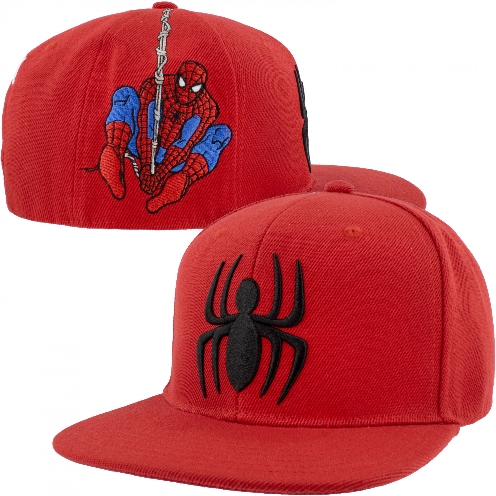 Spider-Man Web Swinging Snapback Hat, Red