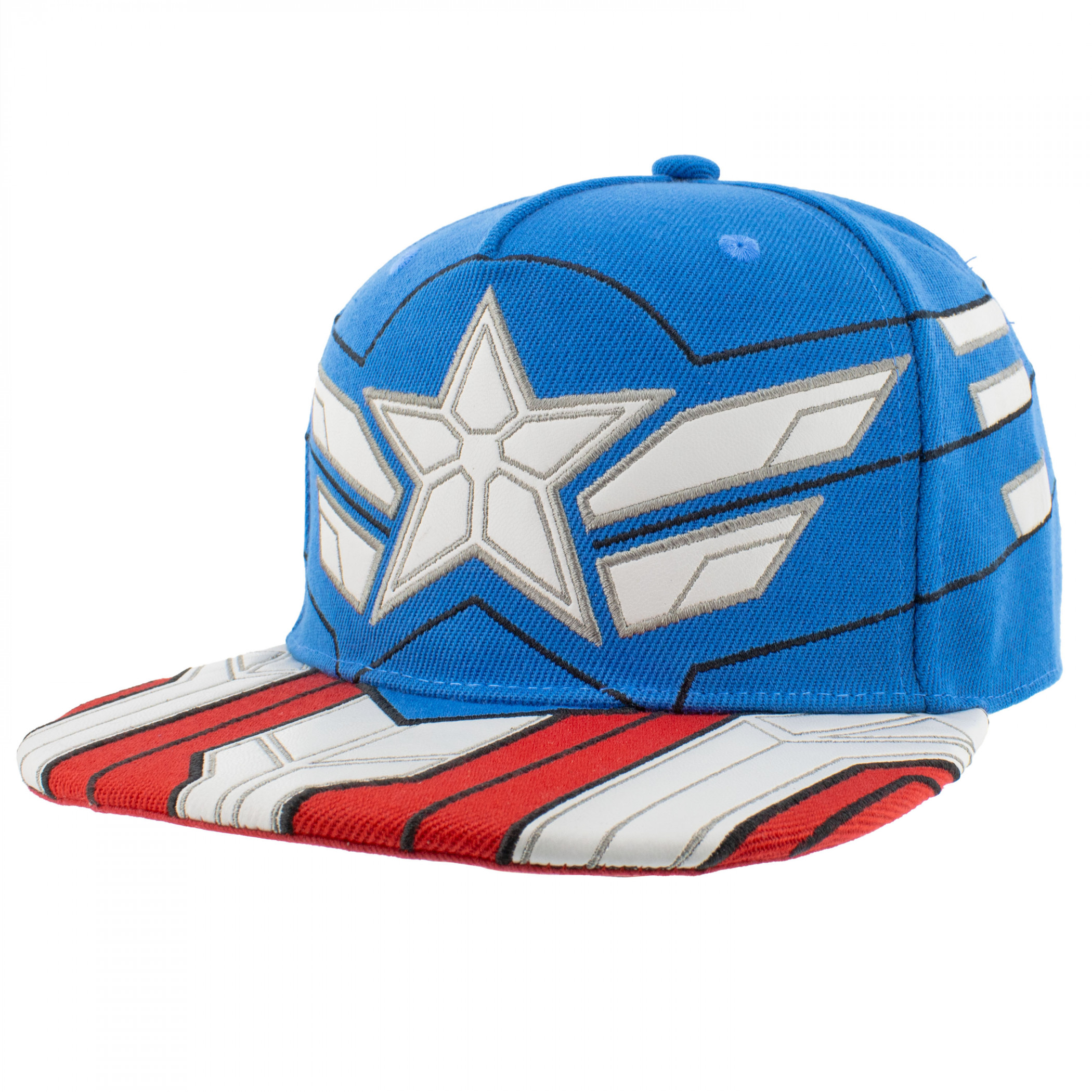 Captain America Sam Wilson Character Armor Snapback Hat, Multi-Color