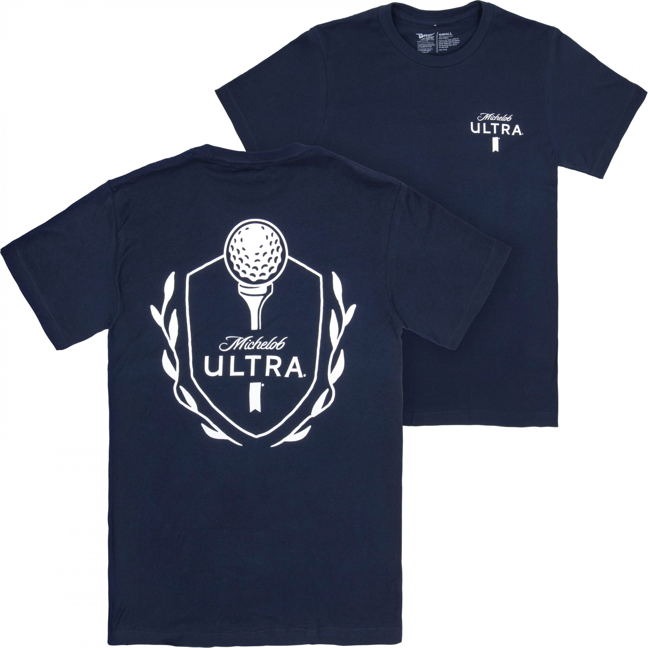 Michelob Ultra Golf Tee Crest Navy Colorway Front Back Print T-Shirt