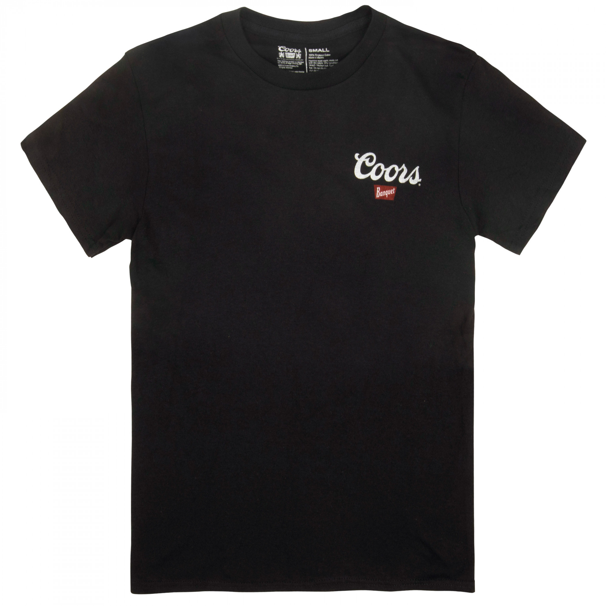 Coors Banquet Can Logo Front and Back Print Black T-Shirt