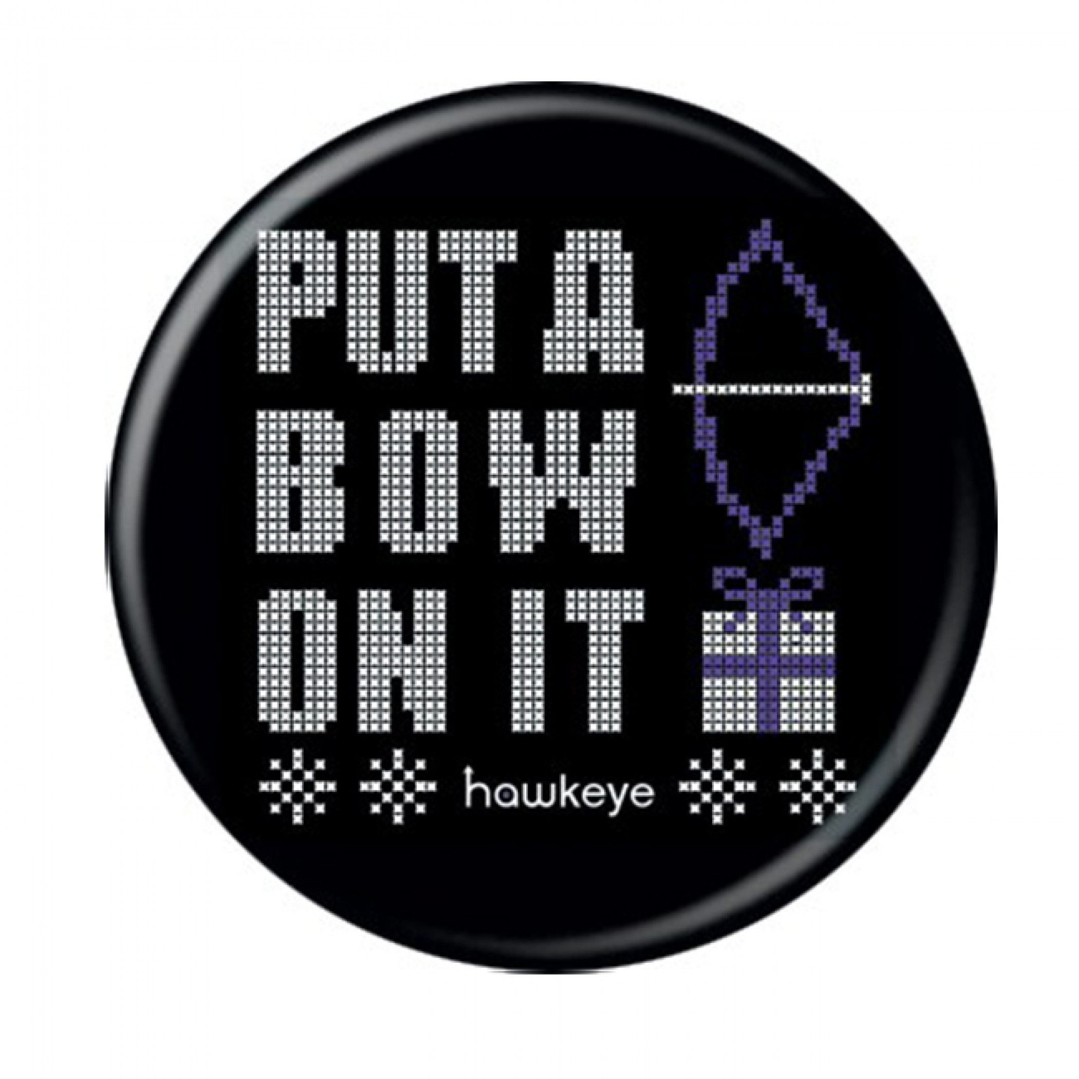 Marvel Studios Hawkeye Series Hawkeye Put a Bow on It Pixelated Button, Black