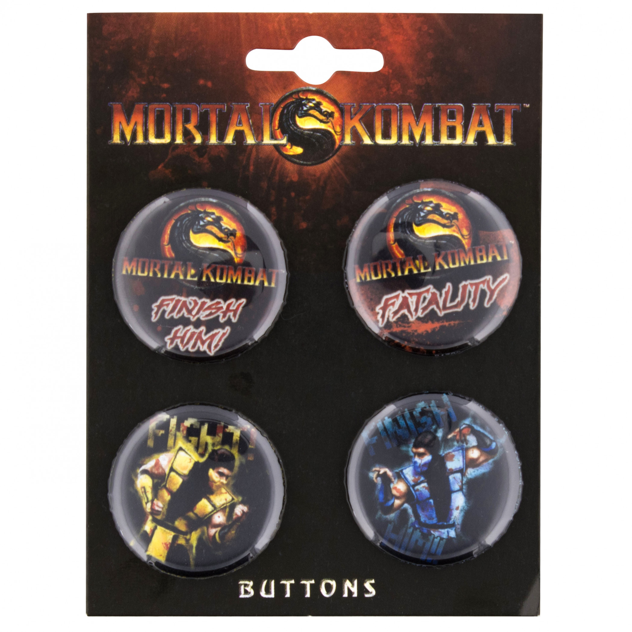 Mortal Kombat 4-Pack Button Set, Multi-Color