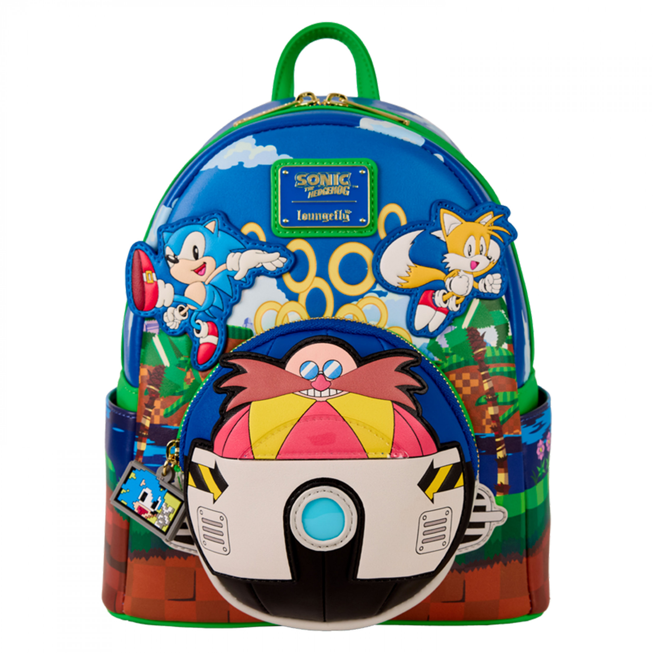 Sonic the Hedgehog Green Hill Zone Light Up Mini Backpack by Loungefly, Multi-Color