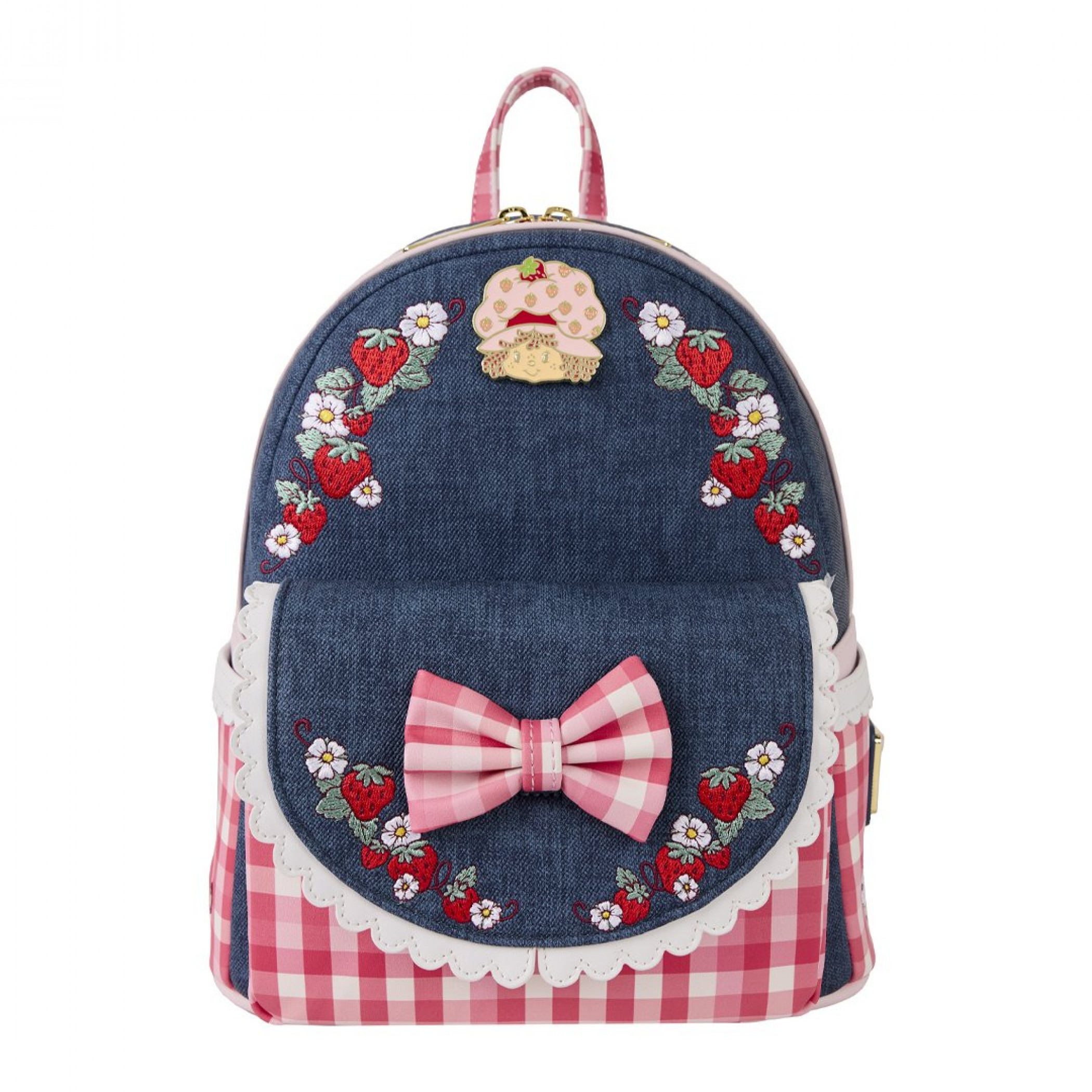Strawberry Shortcake Faux Denim Mini Backpack by Loungefly, Multi-Color