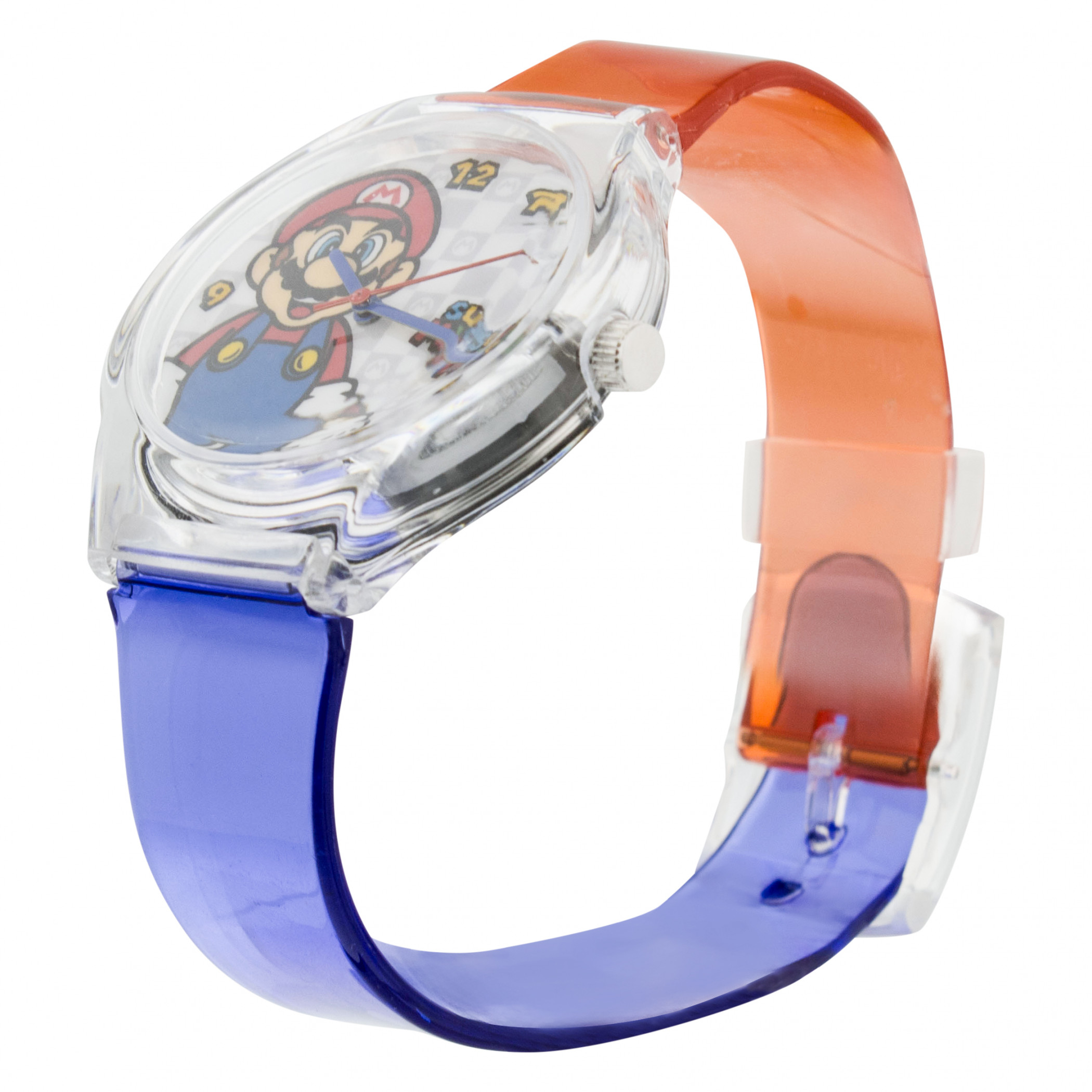 Super Mario Bros. Mario Profile Translucent Straps Analog Kid's Watch, Multi-Color