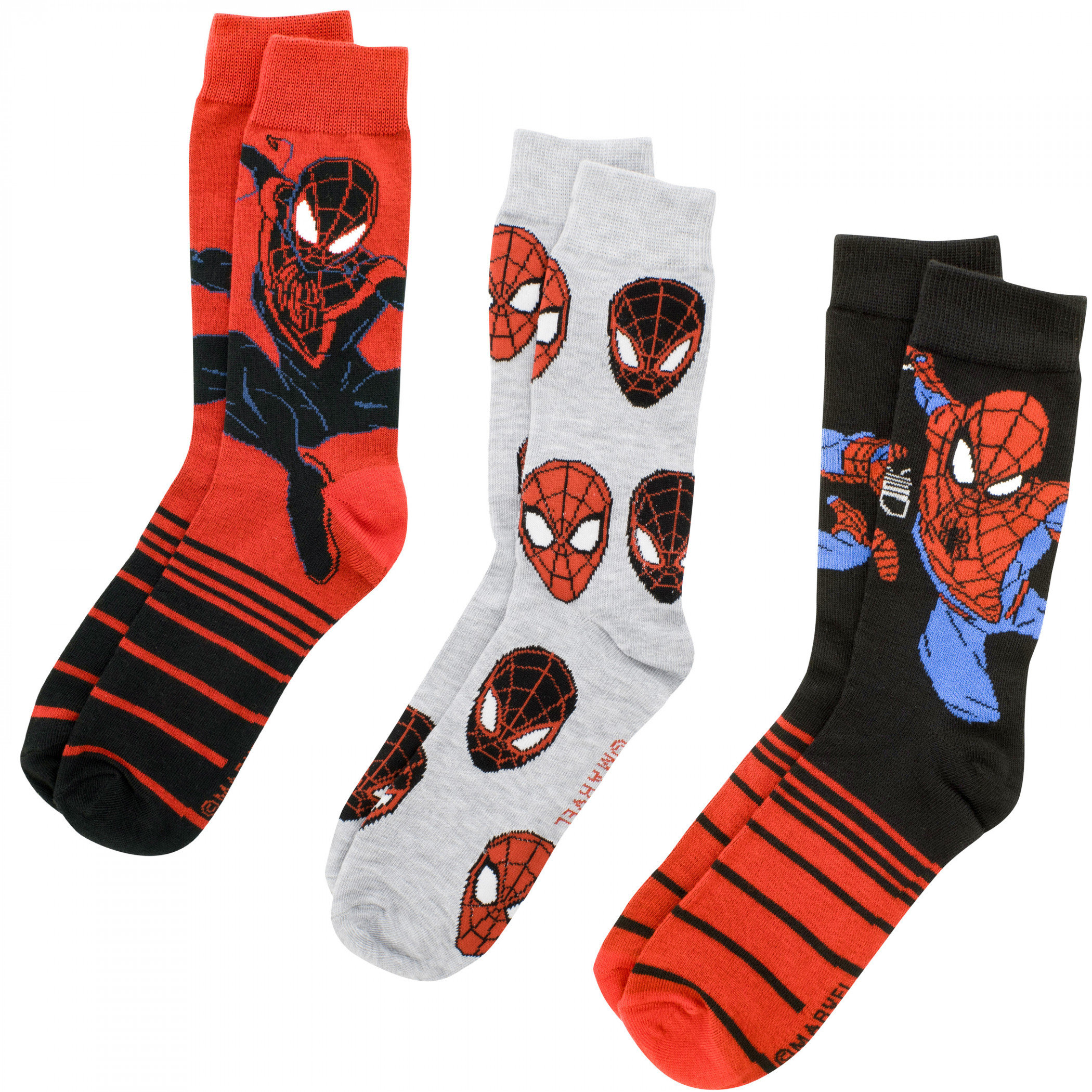 Spider-Man and Miles Morales 3-Pack Crew Socks, Multi-Color