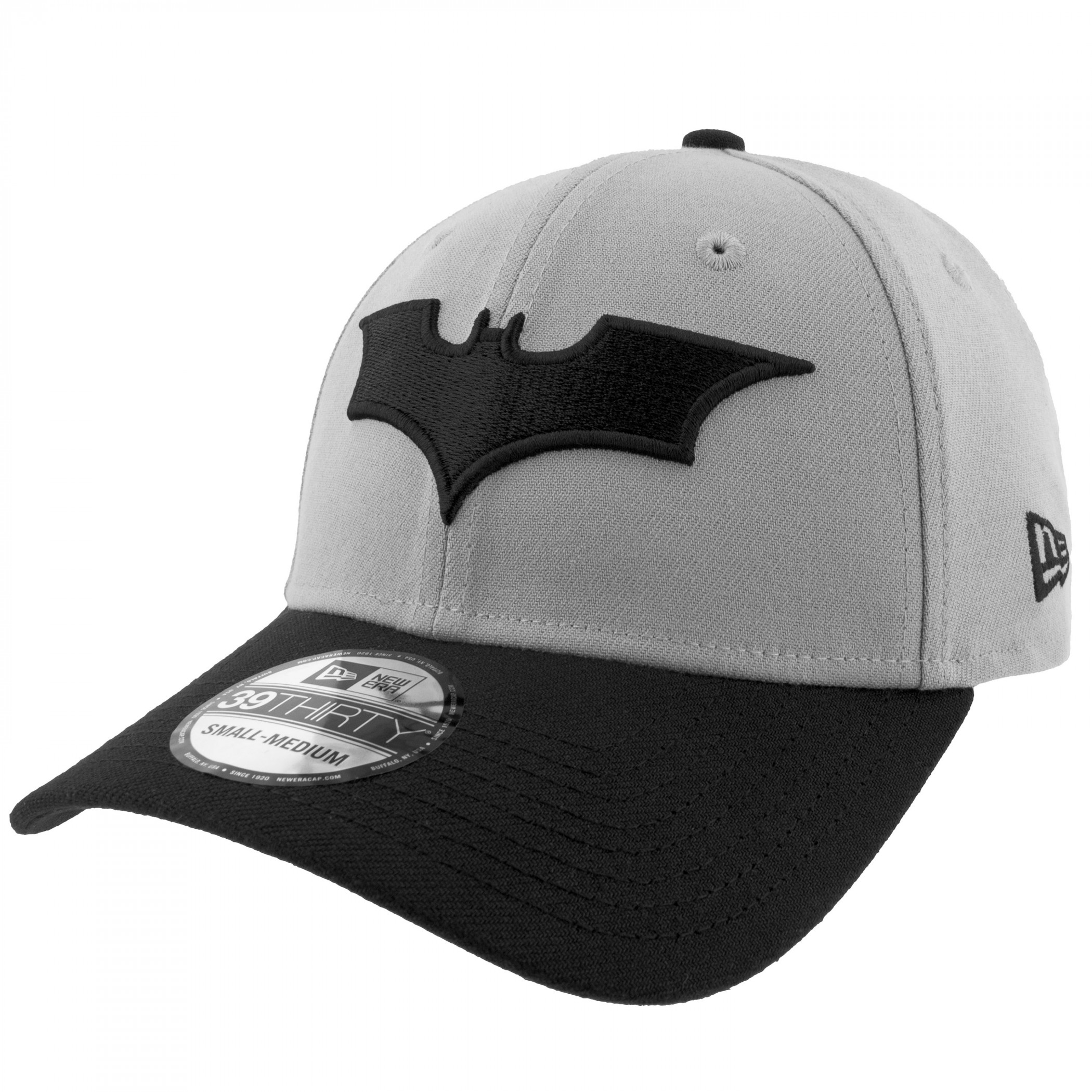 Batman Dark Knight Trilogy Logo New Era 39Thirty Fitted Hat, Grey