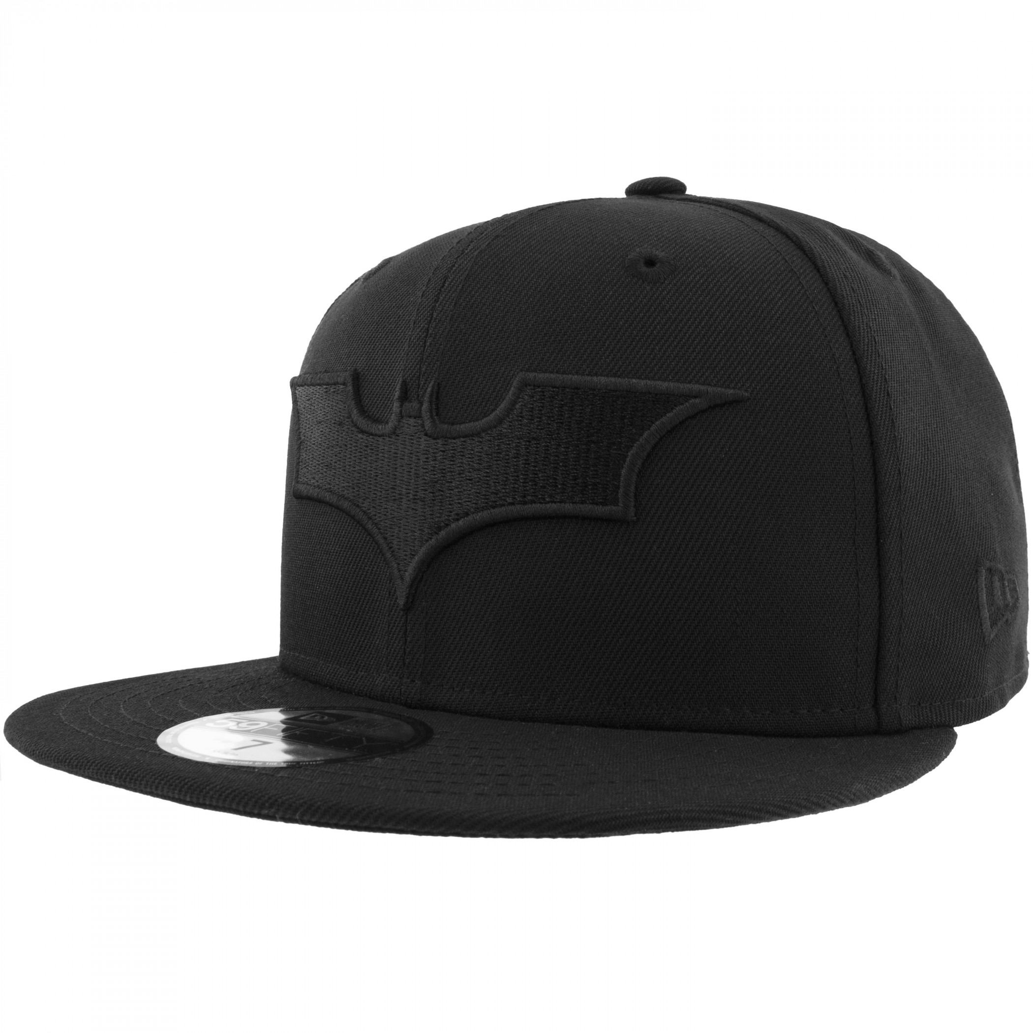 Batman Dark Knight Trilogy Logo Black on Black Colorway New Era 59Fifty Fitted Hat, Black