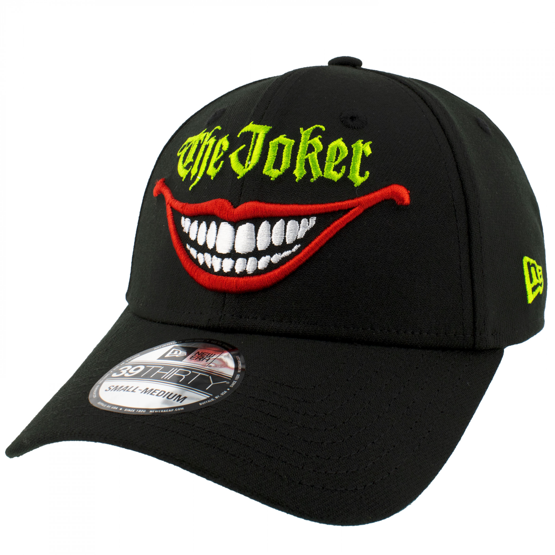 The Joker Smile Logo Black Colorway New Era 39Thirty Fitted Hat, Black