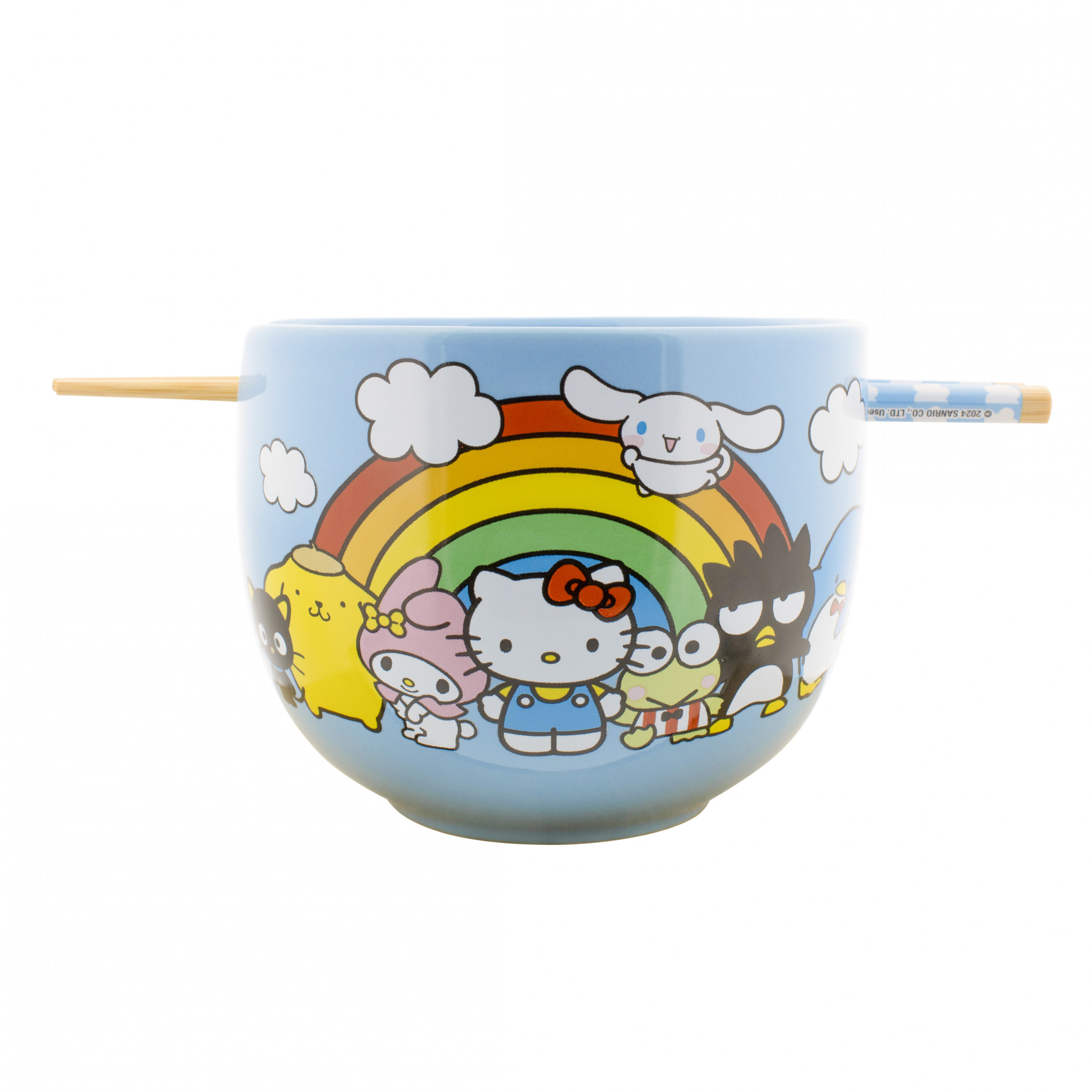 Hello Kitty and Friends Rainbow Skies Ramen Bowl with Chopsticks, White