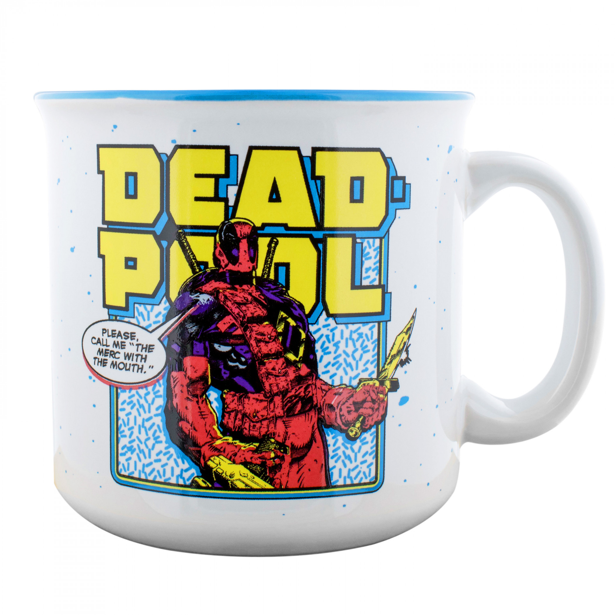 Deadpool Panel and Sprinkles 20oz Ceramic Camper Mug, White