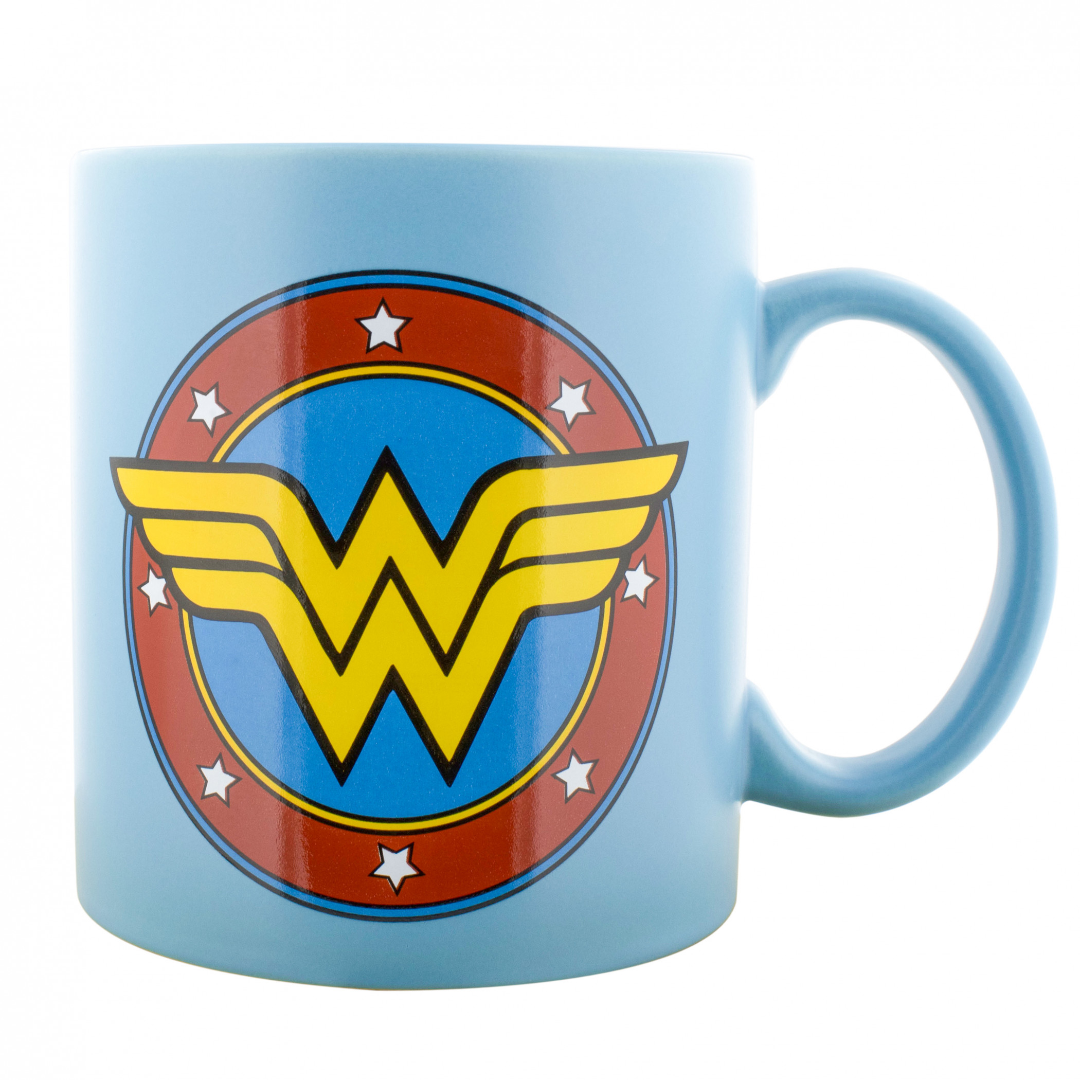 Wonder Woman Logo Matte Finish 20oz Ceramic Mug, Blue