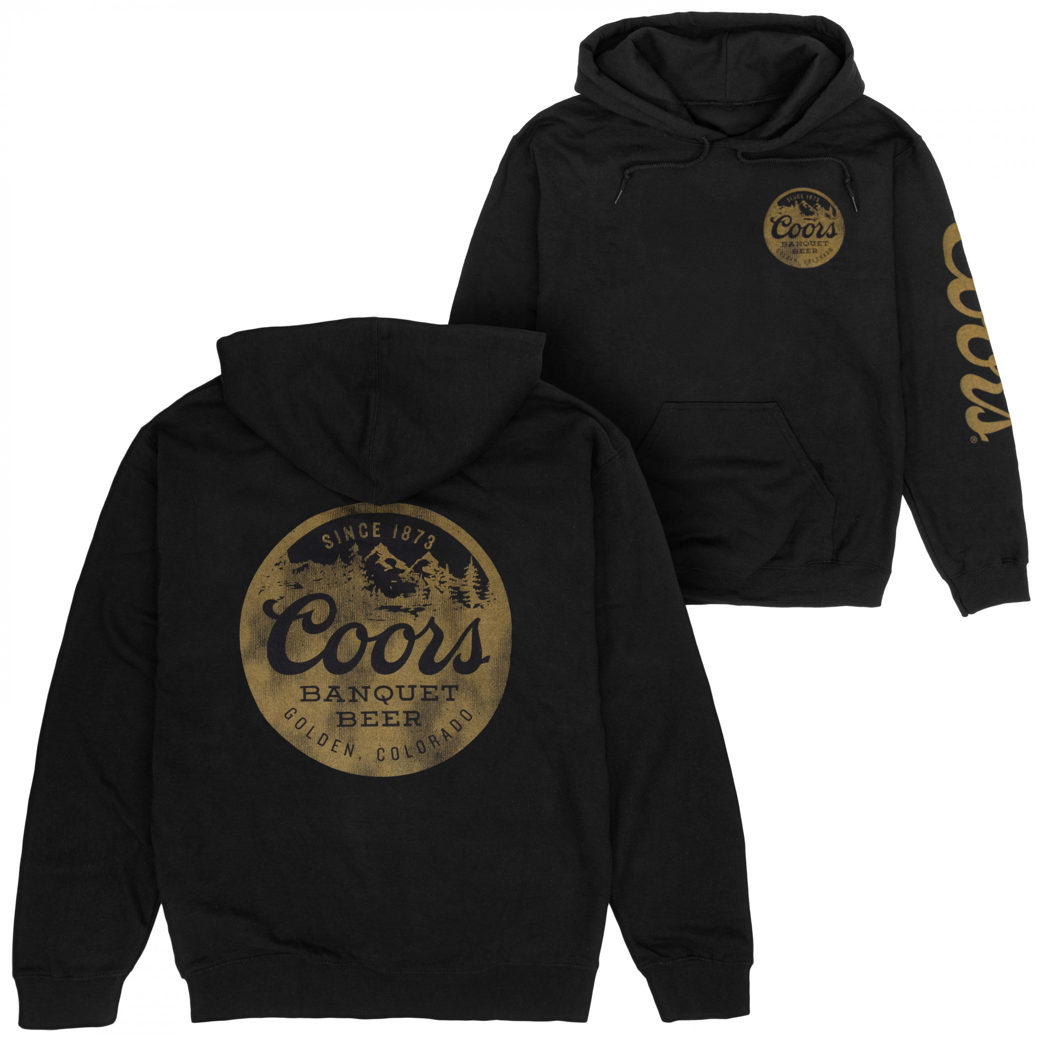 Coors Banquet Golden Colorado Front  Back and Sleeve Print Hoodie