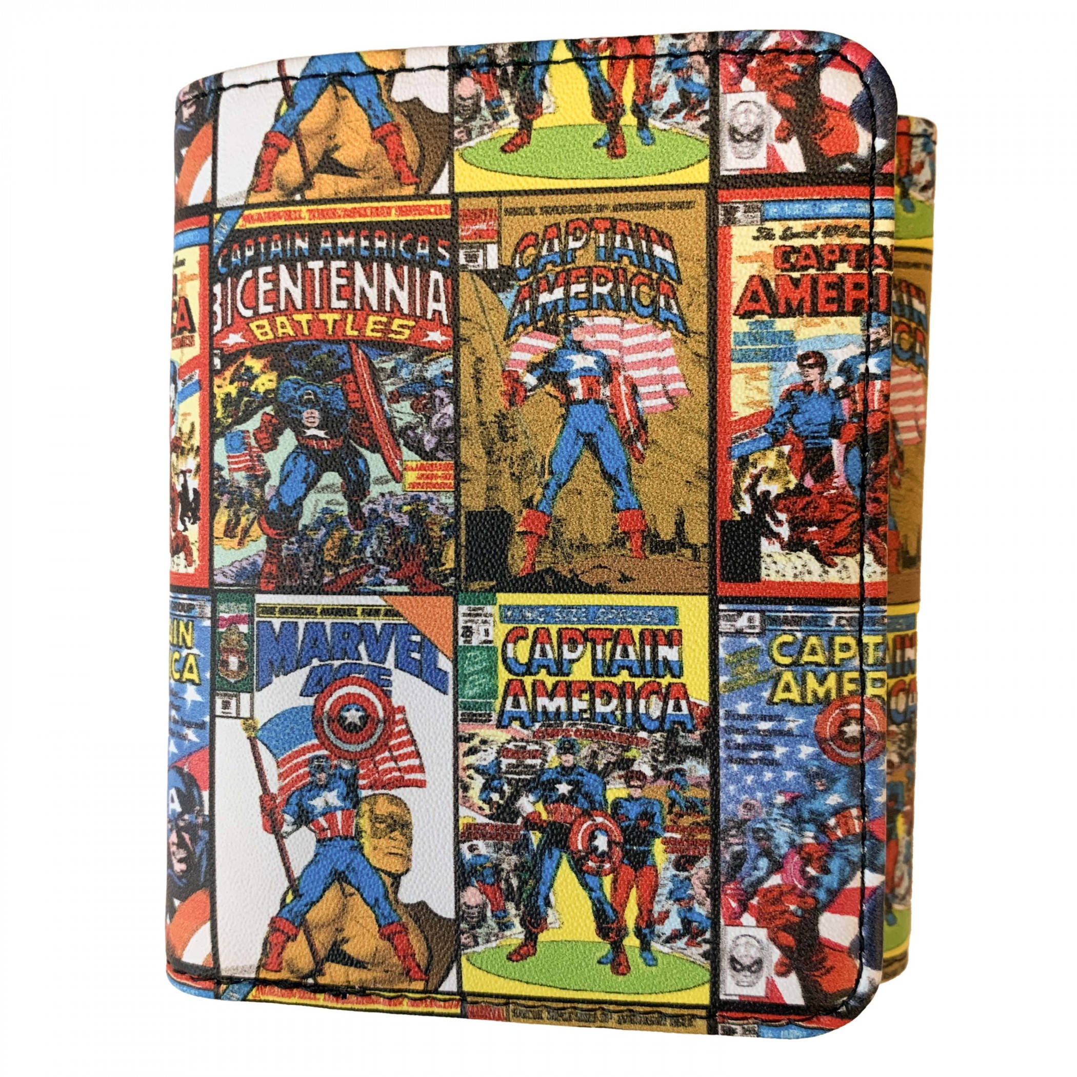 Captain America Greatest Comic Covers Trifold Wallet, Multi-Color