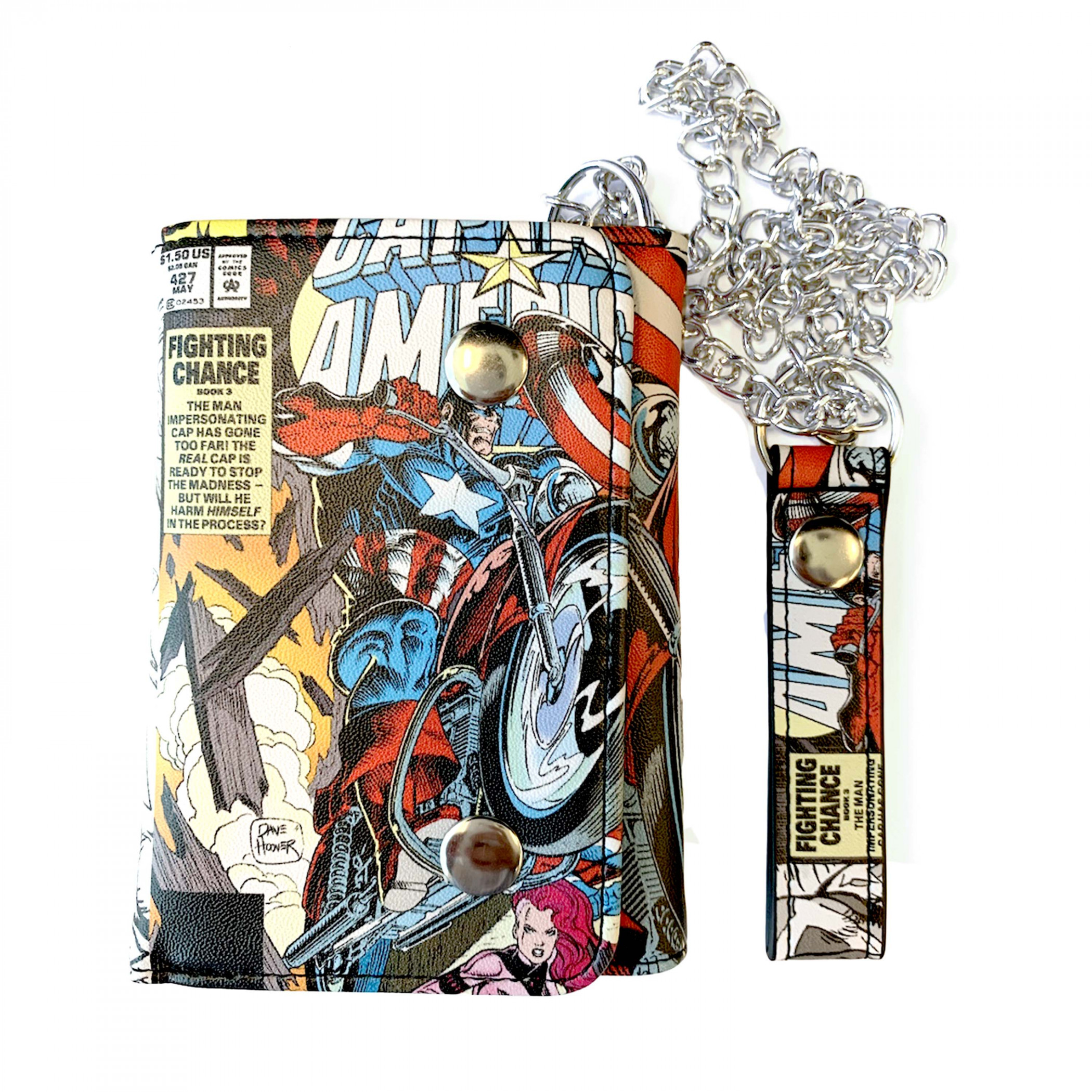 Captain America Grand Entrance Chain Tri-Fold Wallet, Multi-Color
