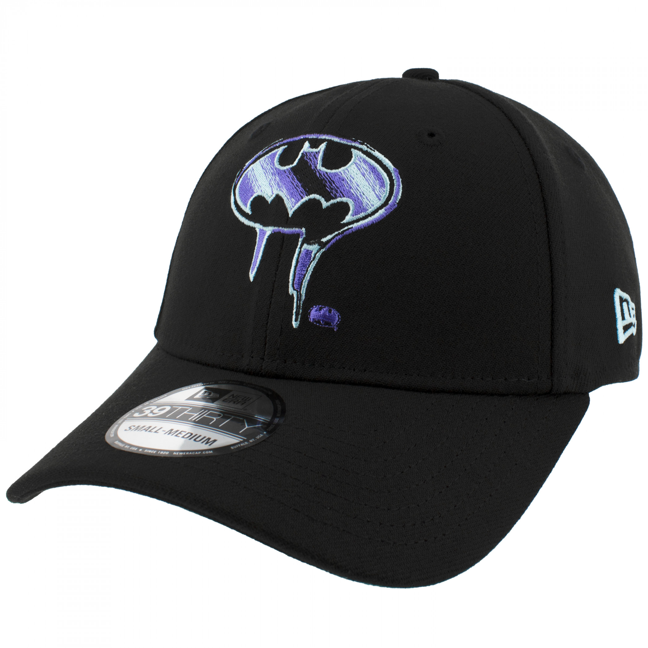 Batman Drip Logo New Era 39Thirty Fitted Hat, Black
