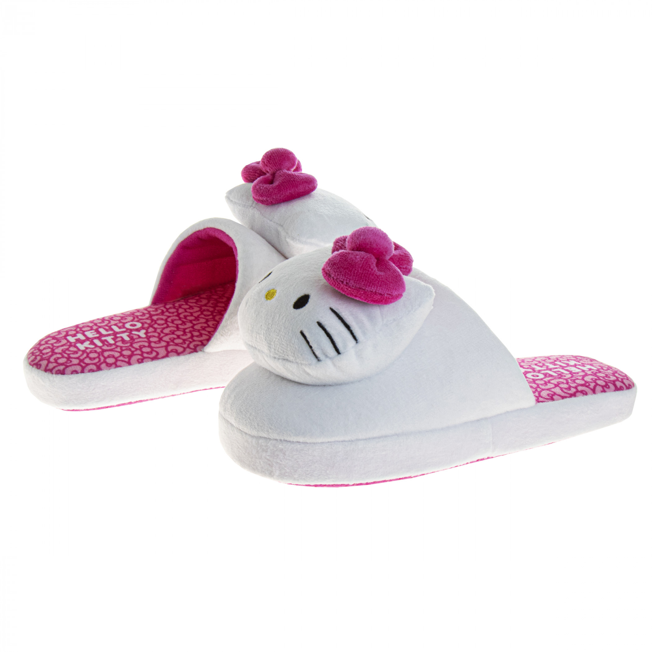 Hello Kitty 3D Plush Face Pink Bow Kid's Slippers, Multi-Color