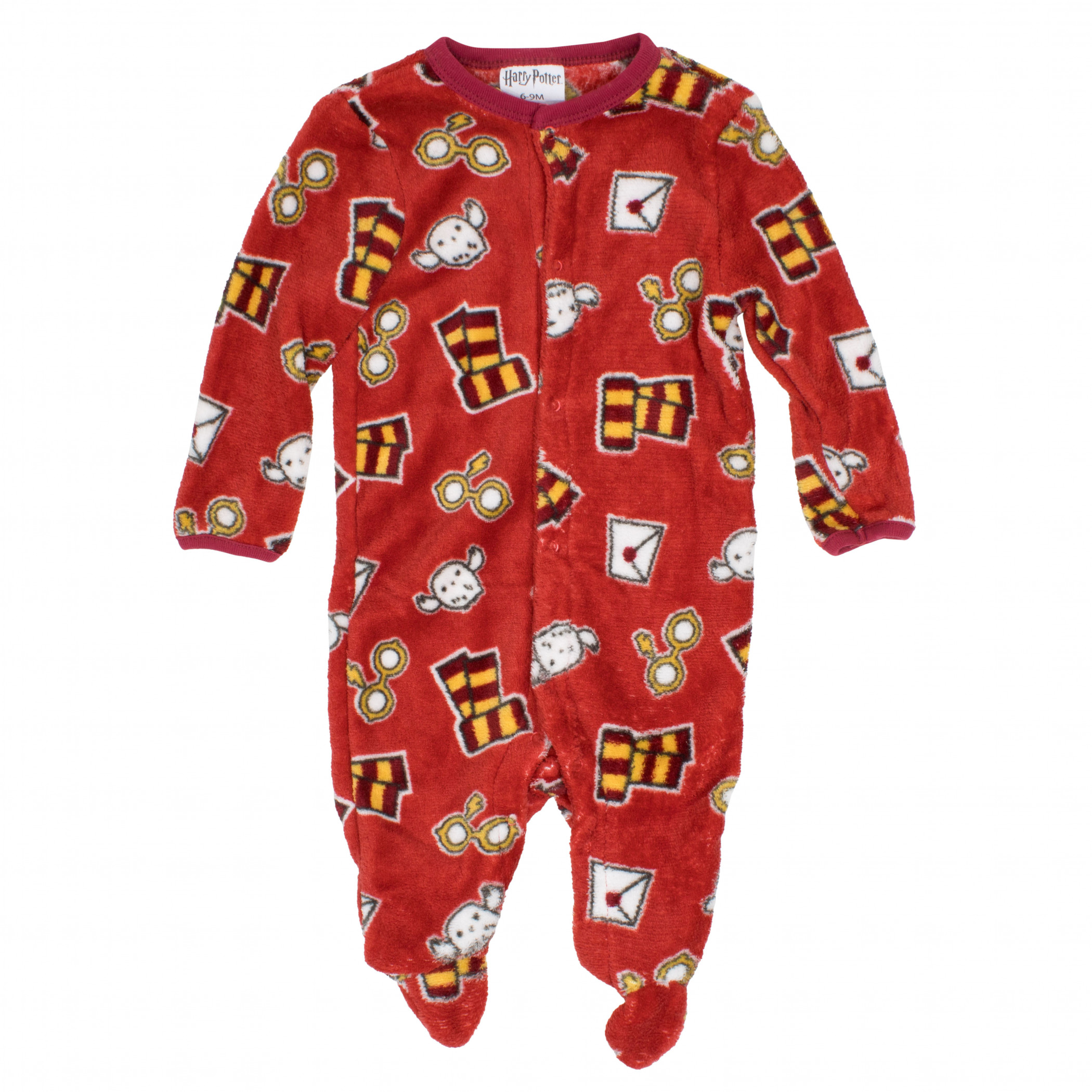 Harry Potter Gryffindor Infant Long Sleeve Plush Polar Fleece Bodysuit, Red