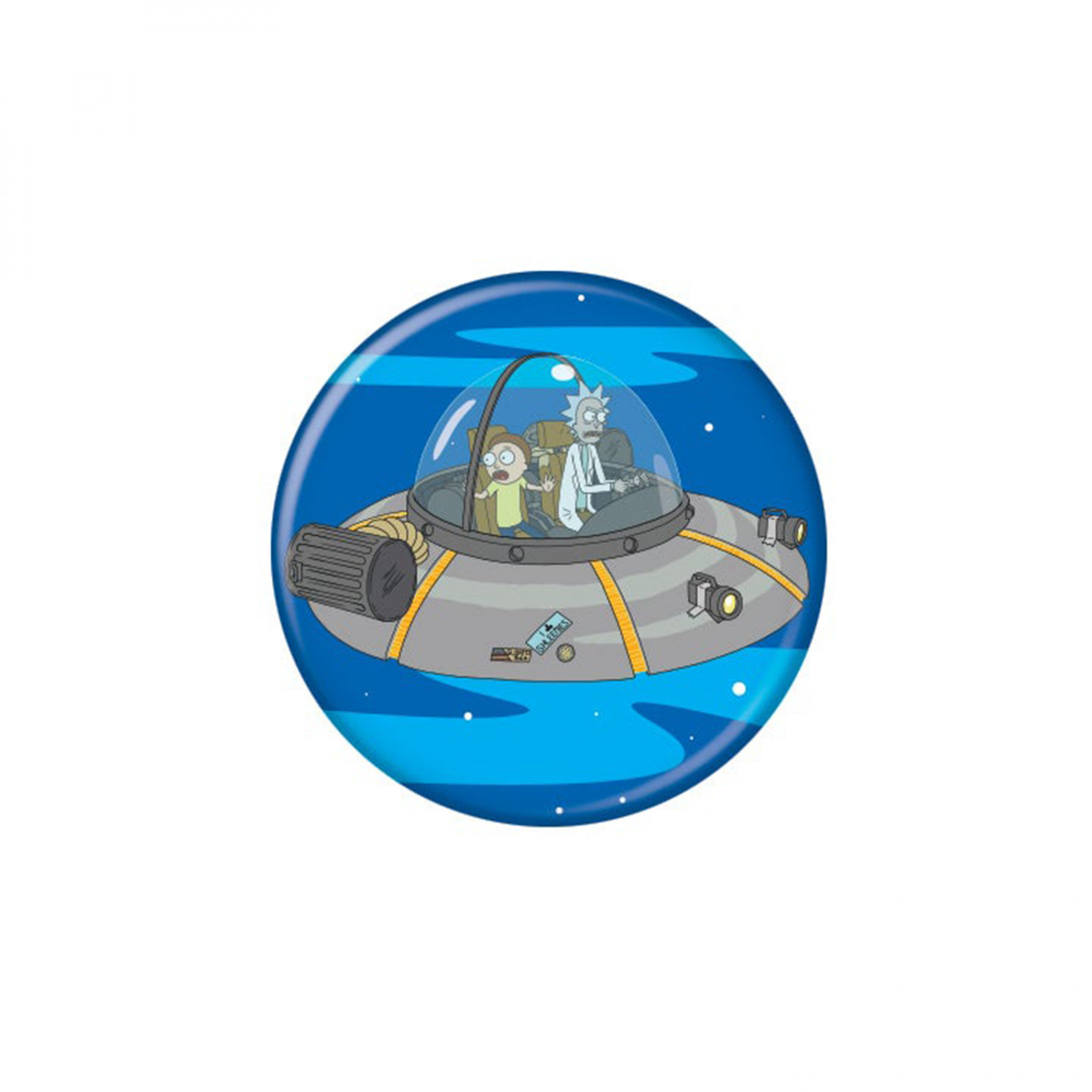 Rick and Morty In Space Cruiser Button, Multi-Color
