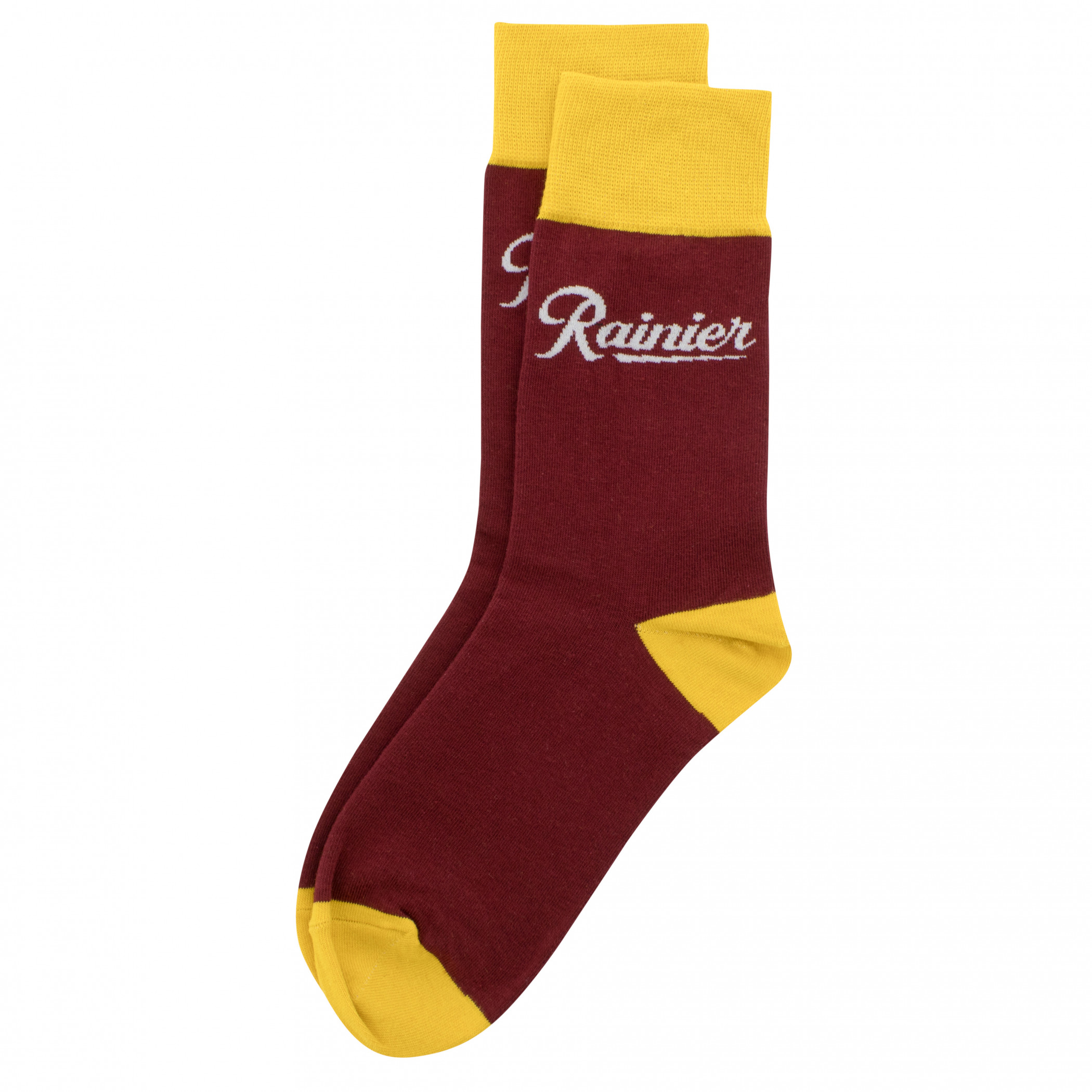 Rainier White Logo Two Tone Crew Socks