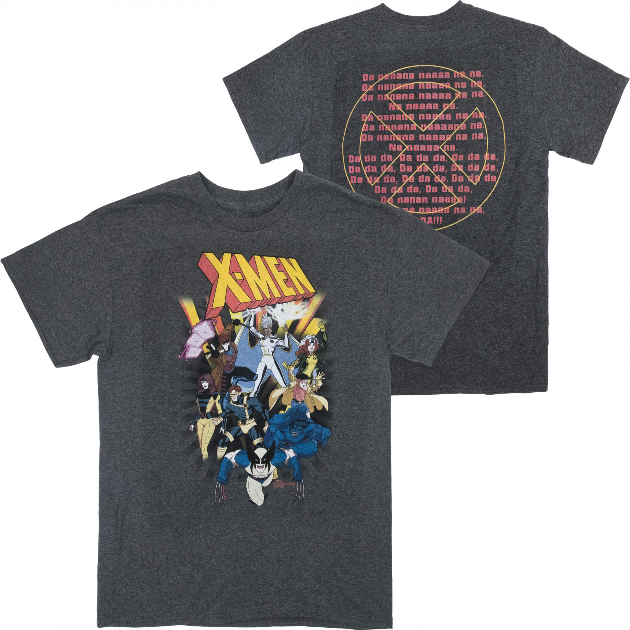 X-Men Tour Front and Back Print T-Shirt, Grey