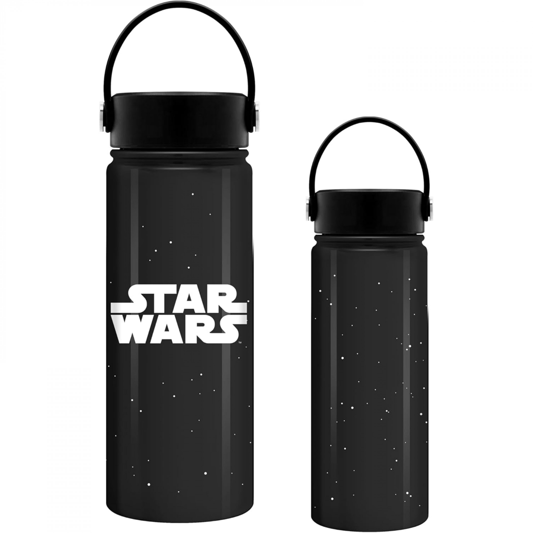 Star Wars Logo and Stars 20oz Stainless Steel Water Bottle, Black