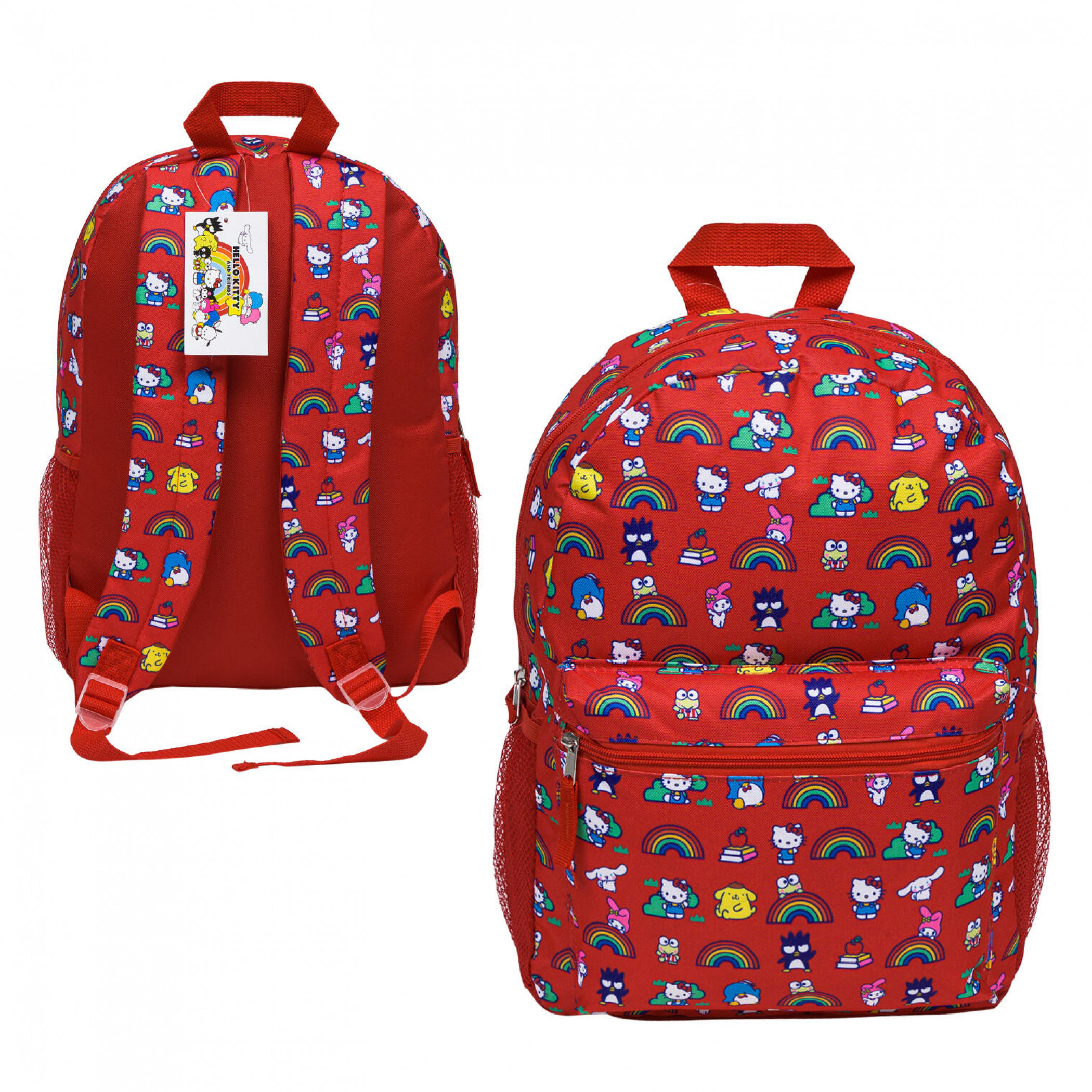 Hello Kitty Rainbow Collage 16' Backpack, Red