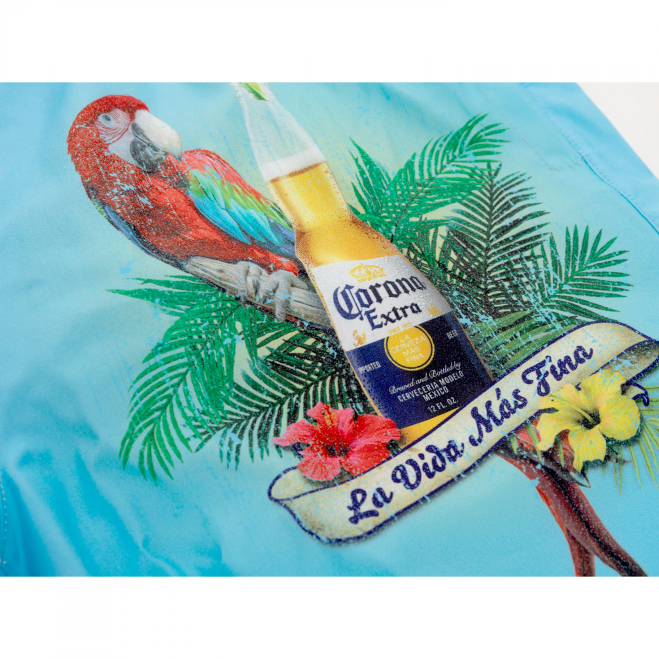 Corona Extra La Vida Mas Fina Tropical Board Shorts