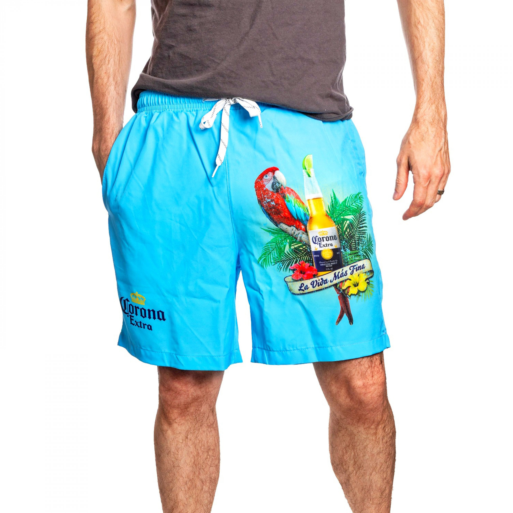 Corona Extra La Vida Mas Fina Tropical Board Shorts