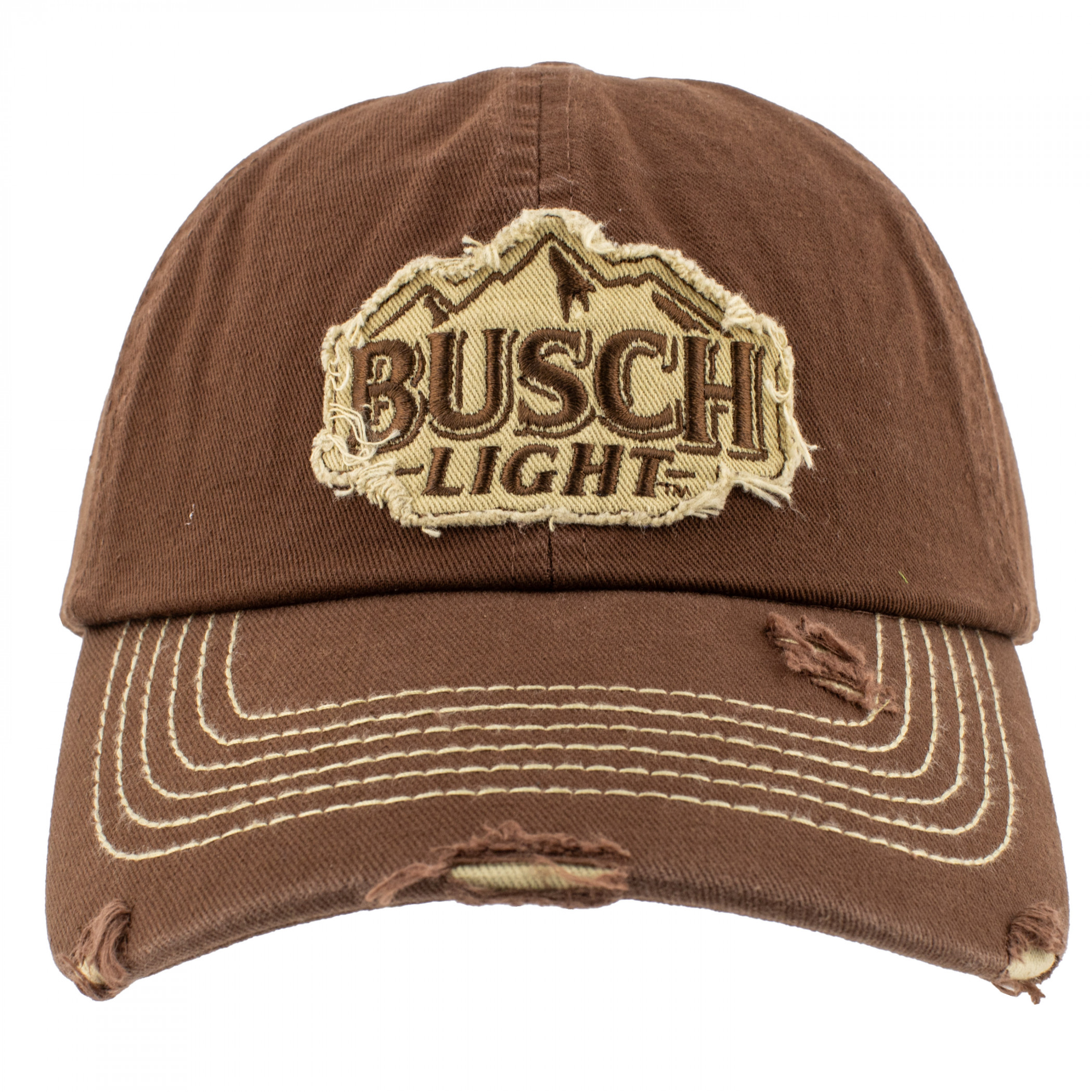 Busch Light Logo Distressed Brown Colorway Adjustable Hat