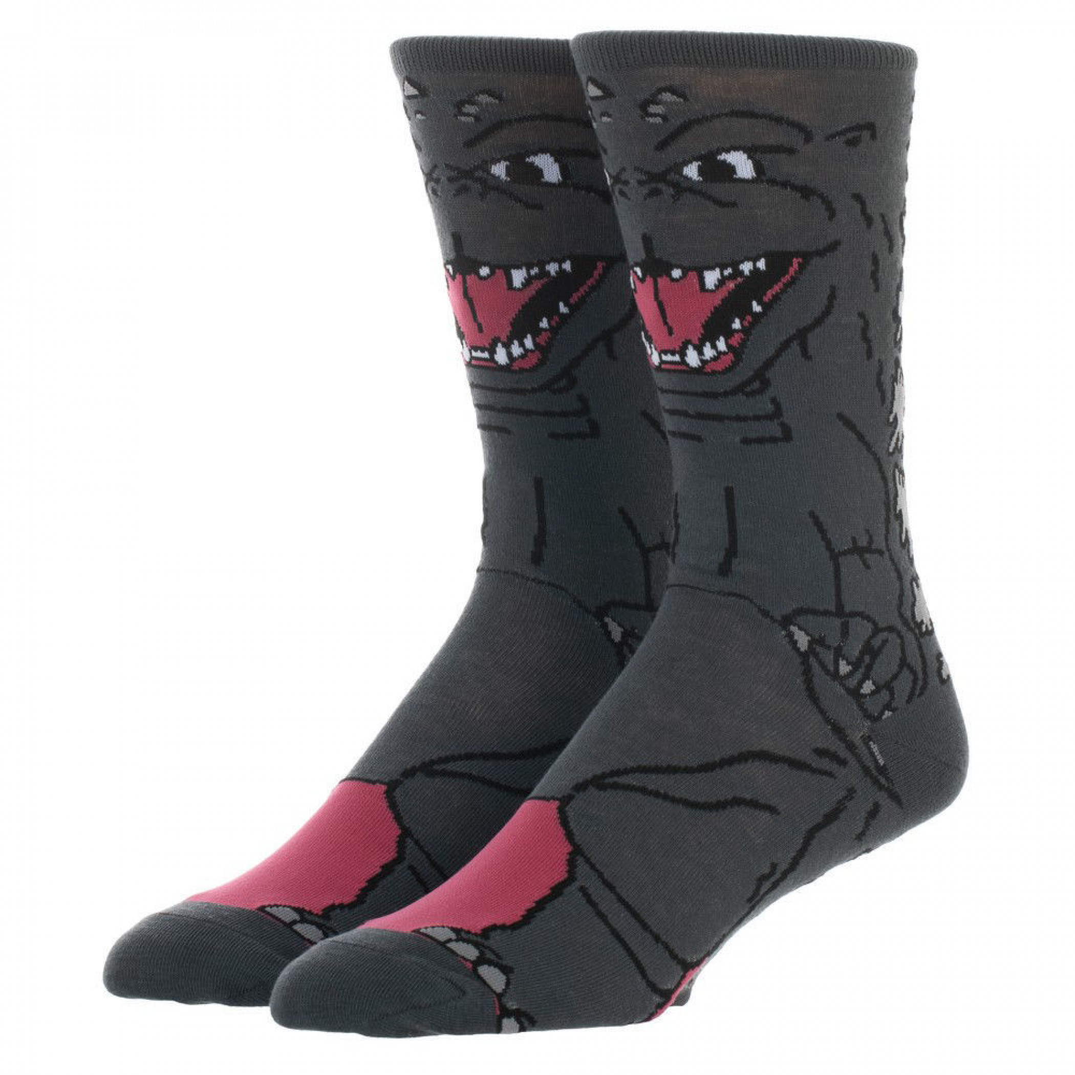 Godzilla 360 Character Print Crew Socks, Grey