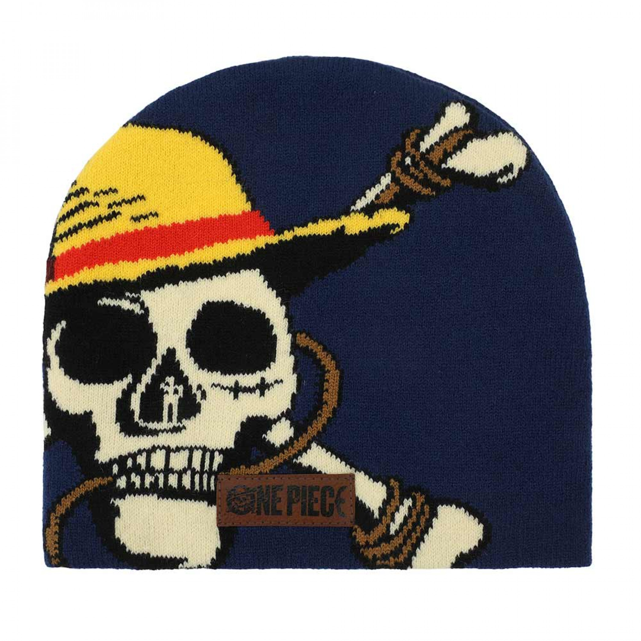 One Piece PU Patch Skull Beanie, Multi-Color