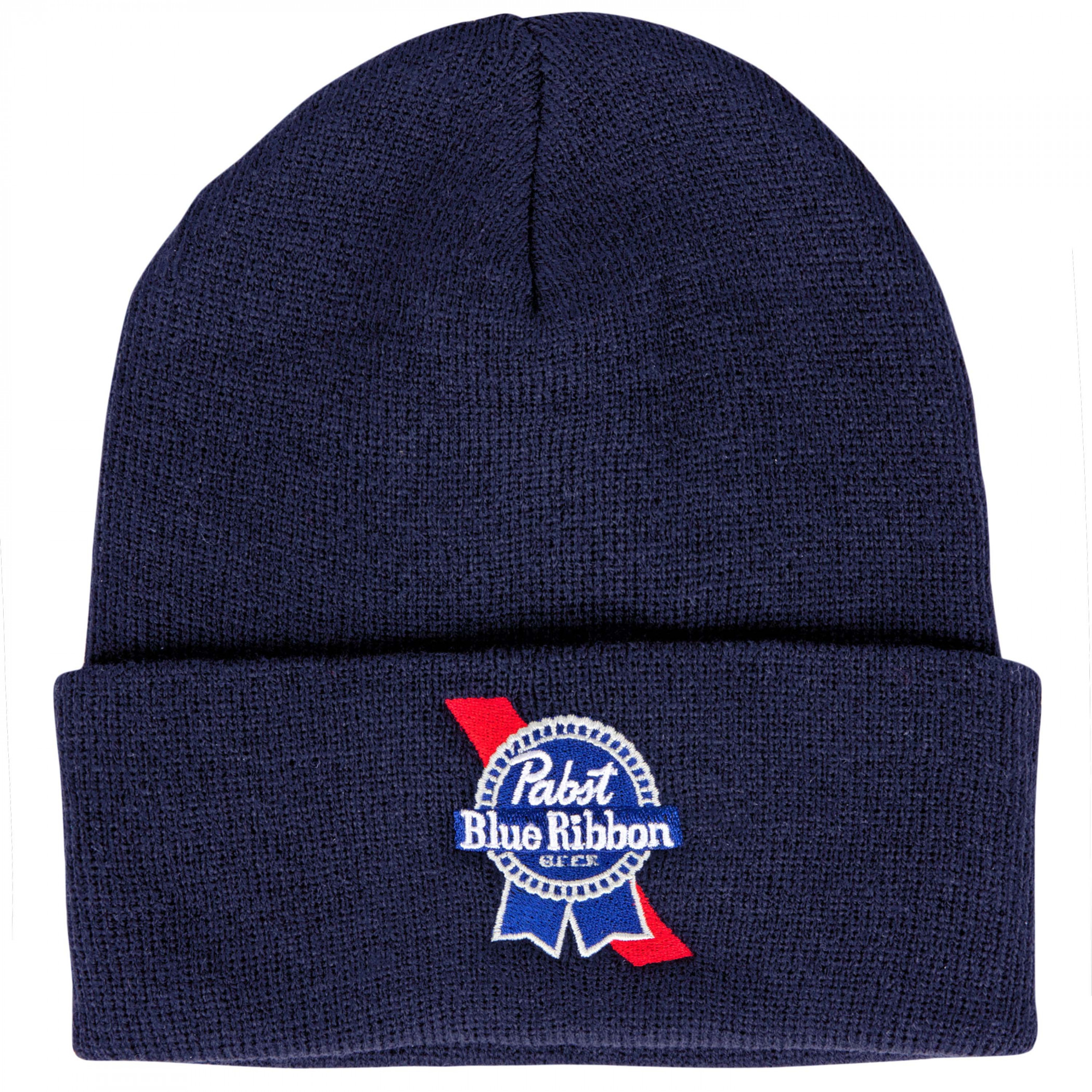 Pabst Blue Ribbon Beer Logo Navy Colorway Cuffed Knit Beanie