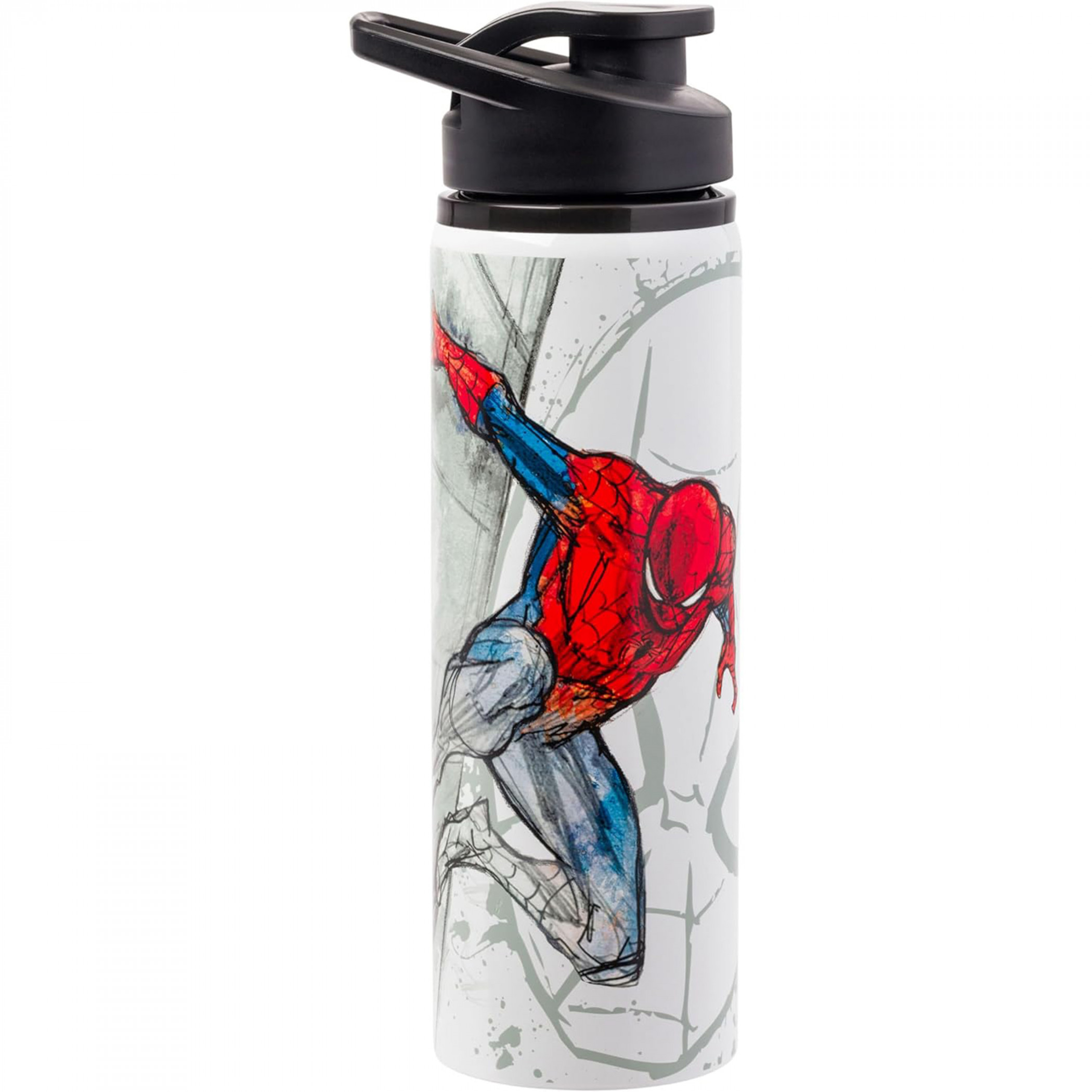 Spider-Man Wall Slide 25oz Water Bottle with Lid Strap, Multi-Color