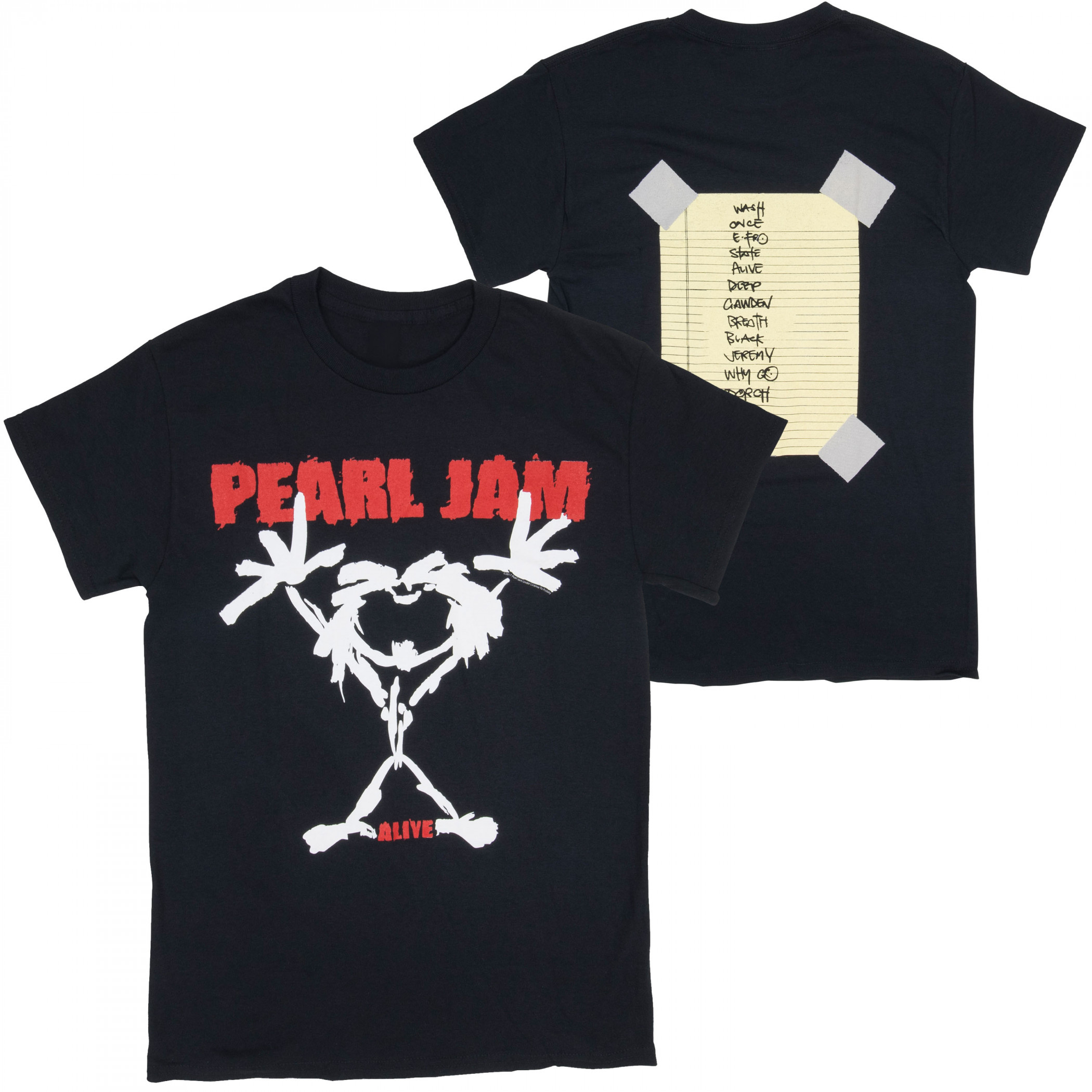 Pearl Jam Stickman Front and Back Print T-Shirt