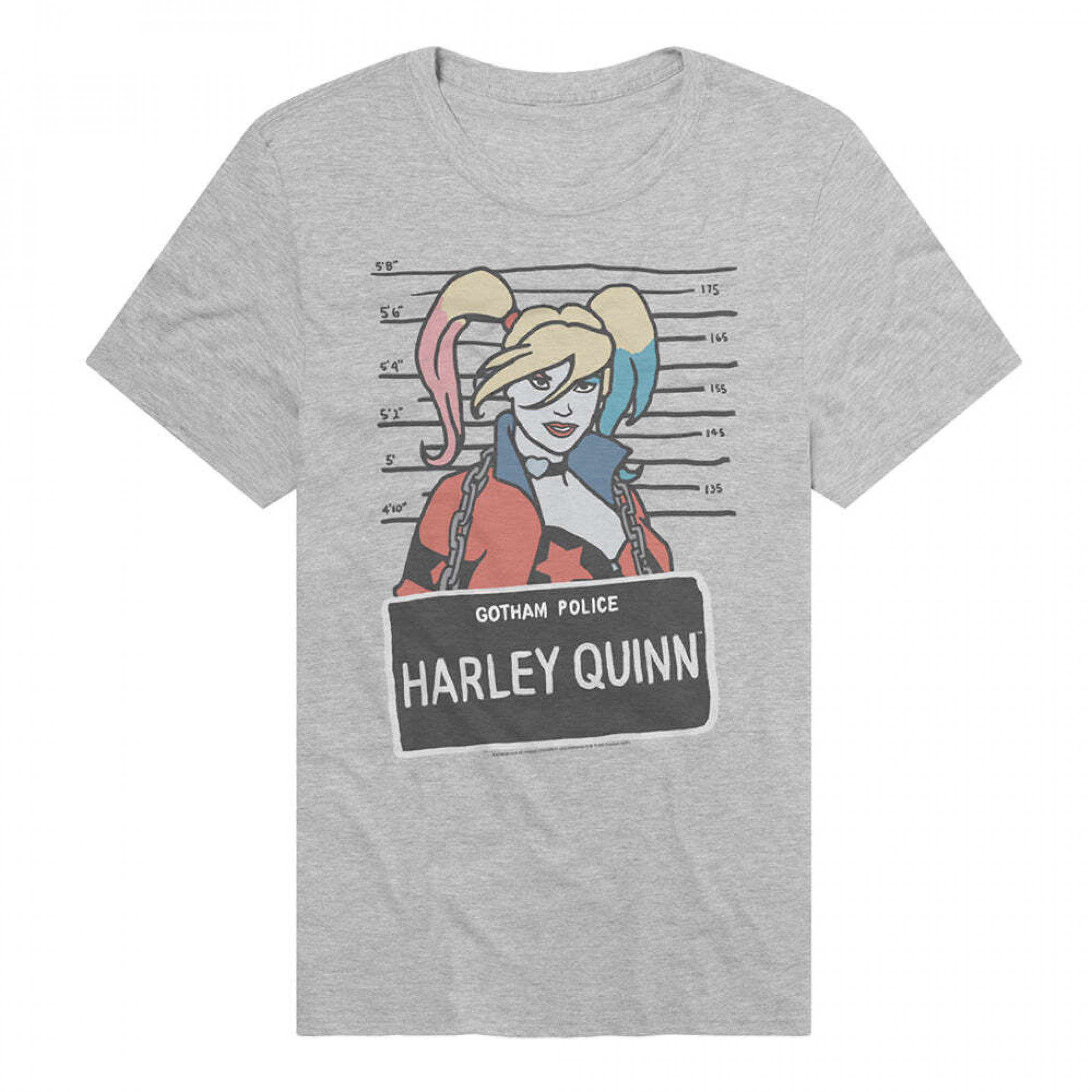 Harley Quinn Mugshot T-Shirt, Grey