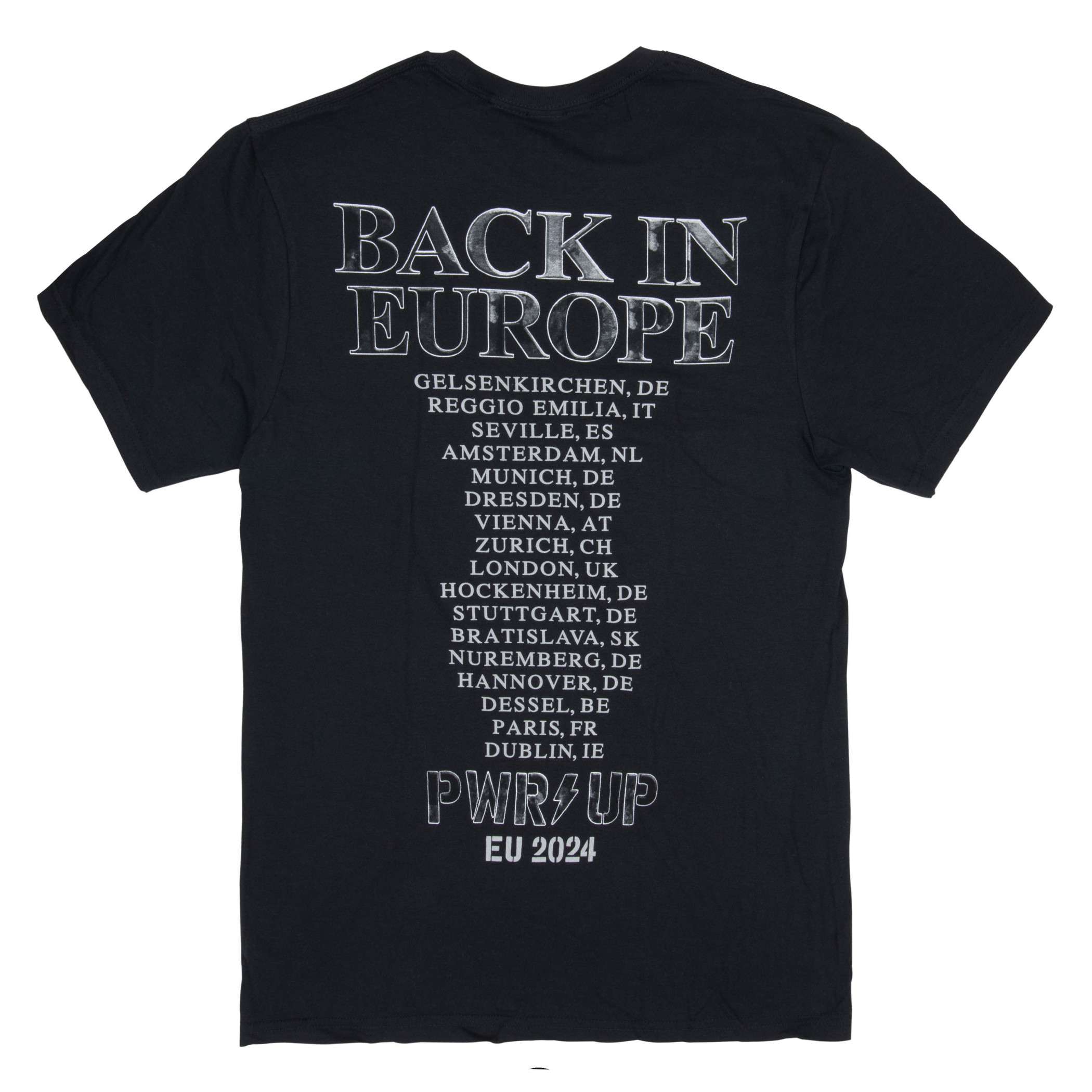 AC/DC Back in Black Tour Front and Back Print T-Shirt