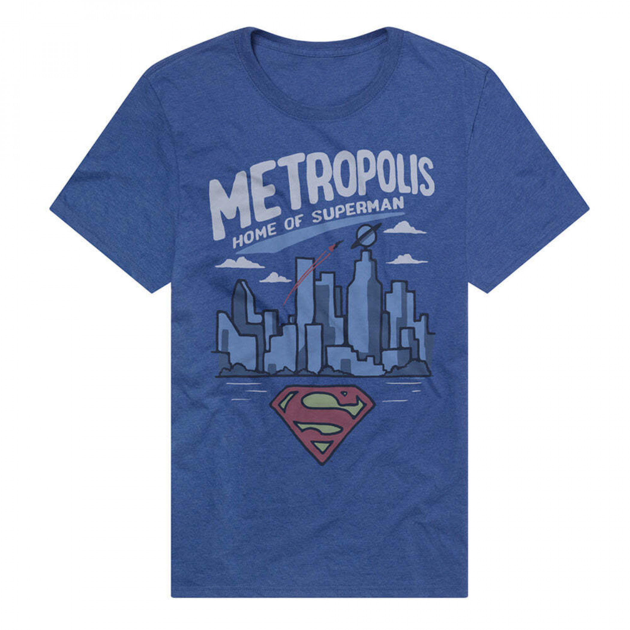 Superman Metropolis City Skyline Premium T-Shirt, Blue