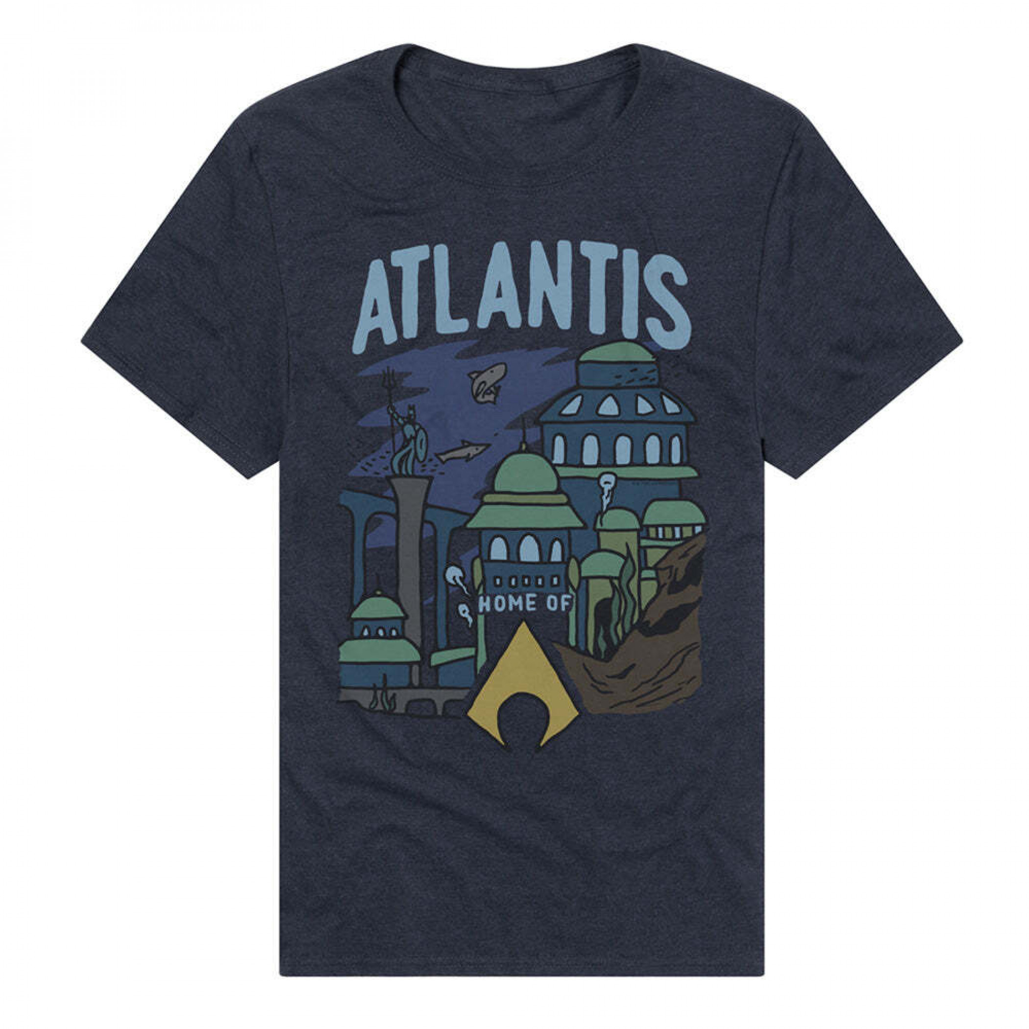 Aquaman Atlantis City Skyline T-Shirt, Blue