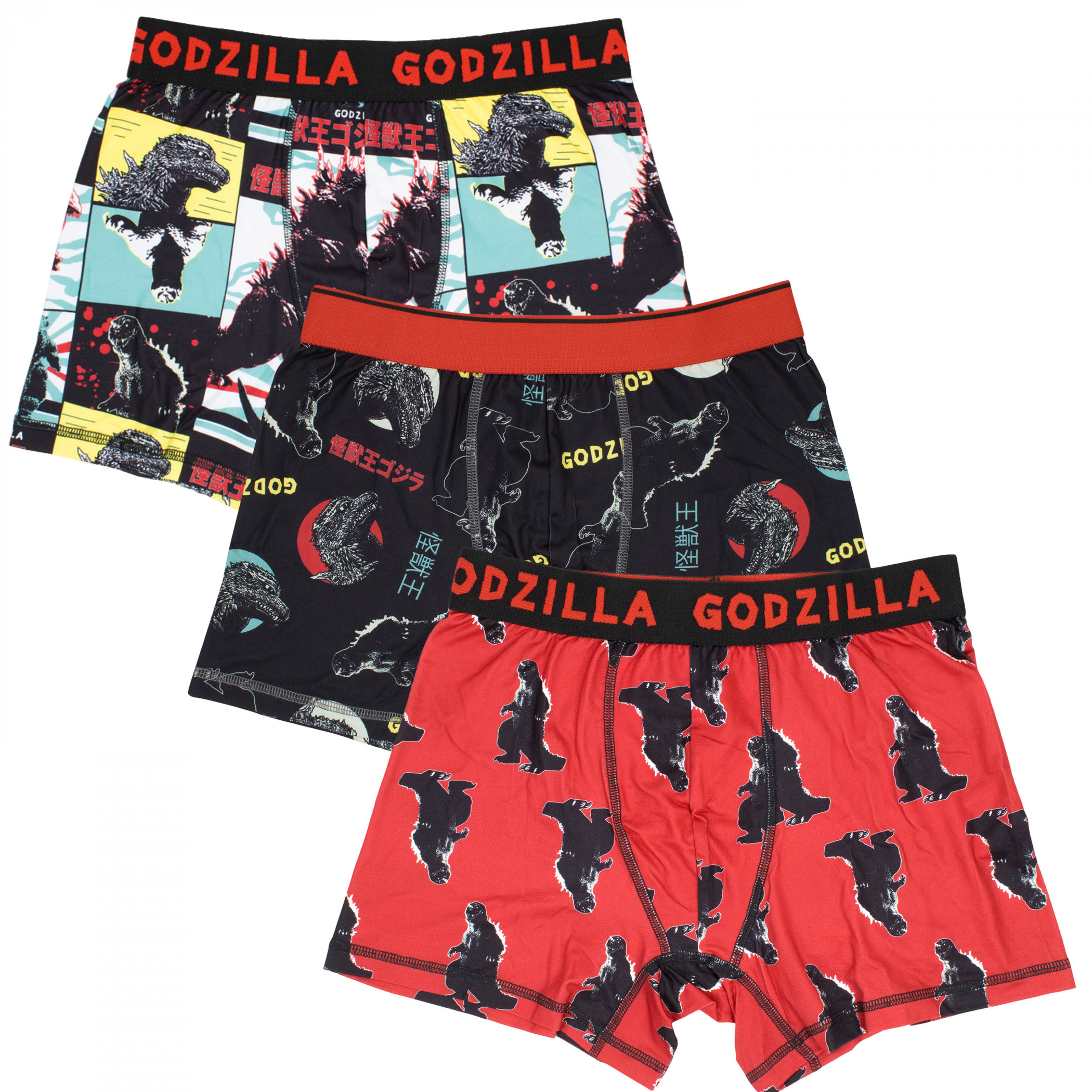 Godzilla Collage Adult Boxer Briefs 3-Pack, Multi-Color