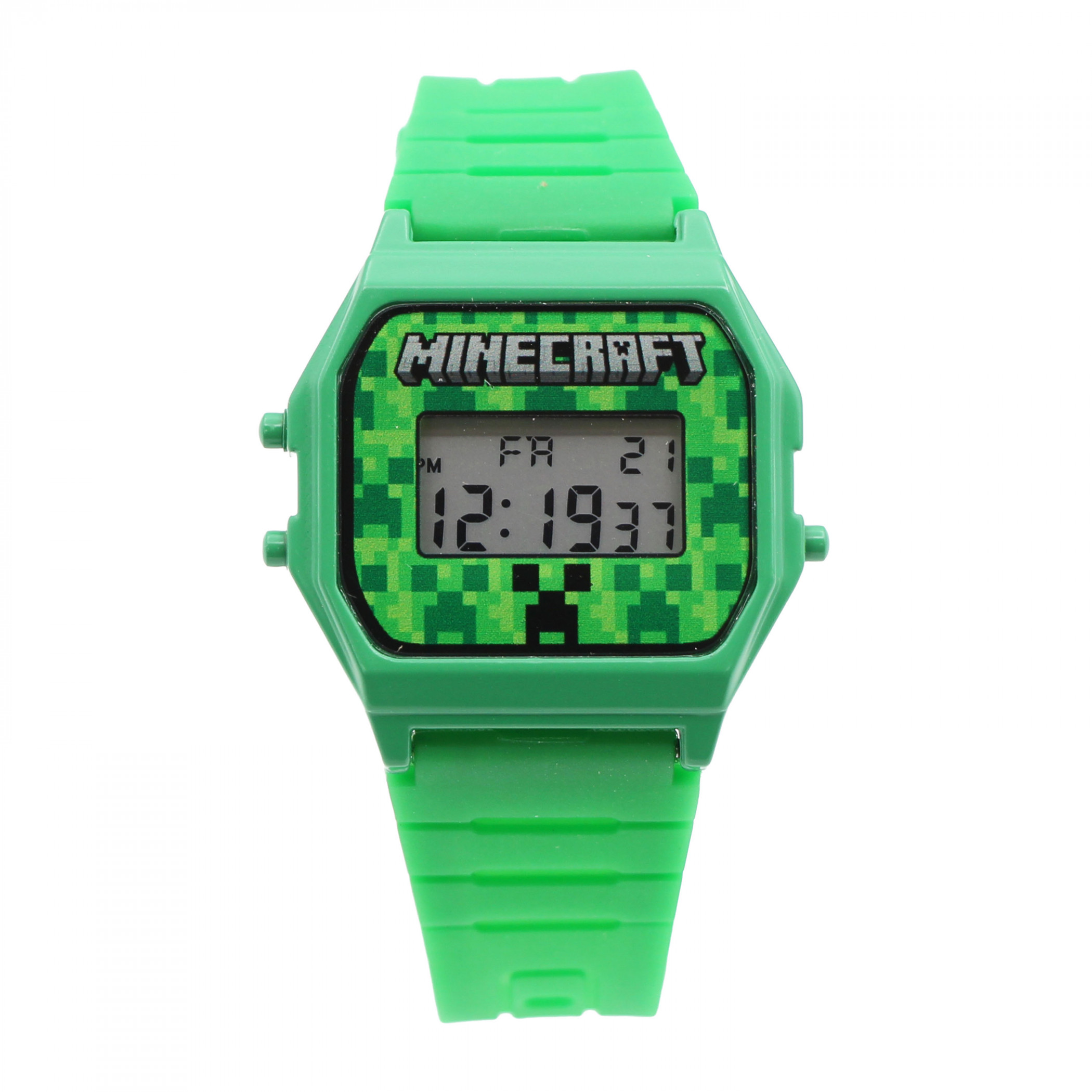 Minecraft Creeper Digital Watch Face with Green Band, Green