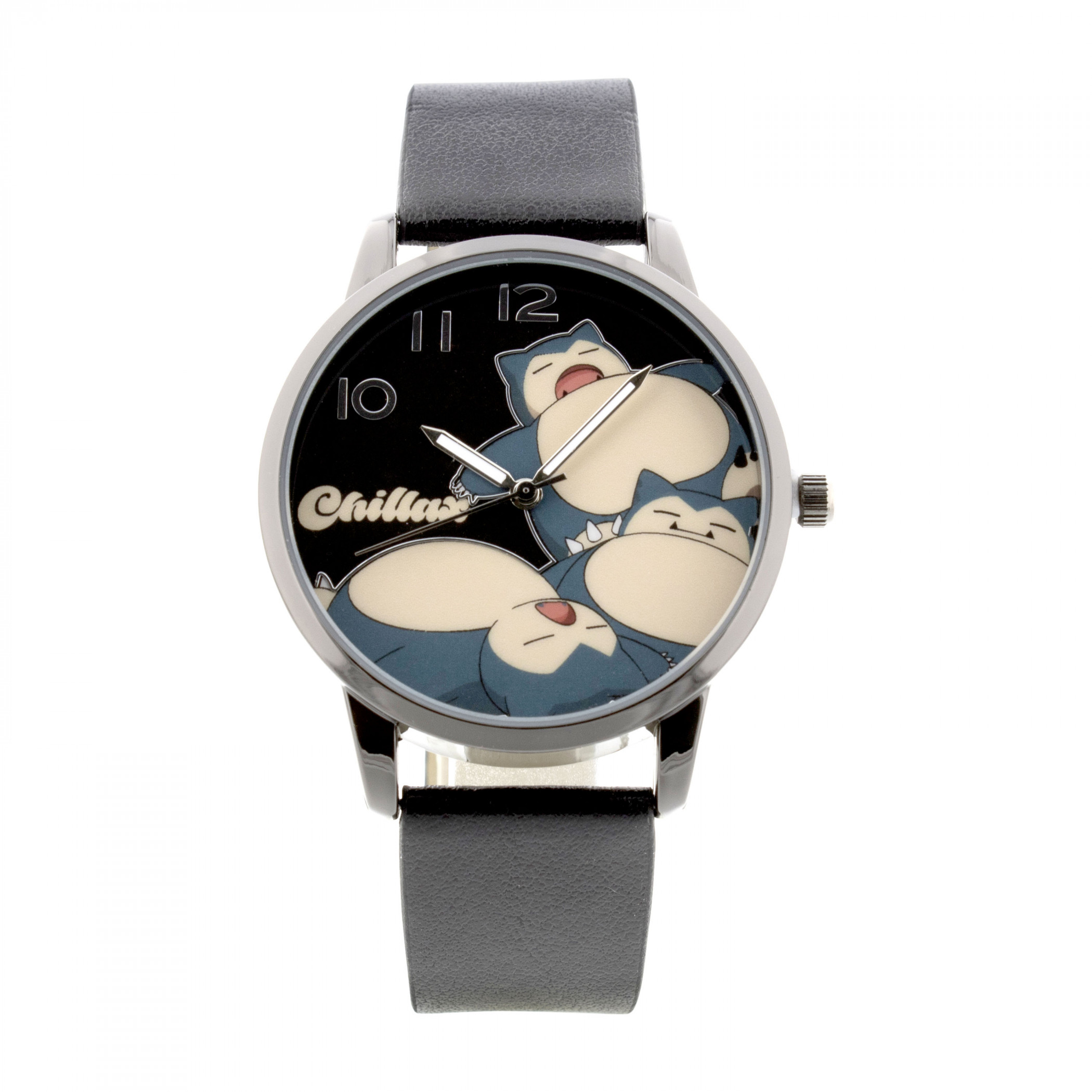 Pokemon Snorlax Sleeping Watch Face with Black Band, Black