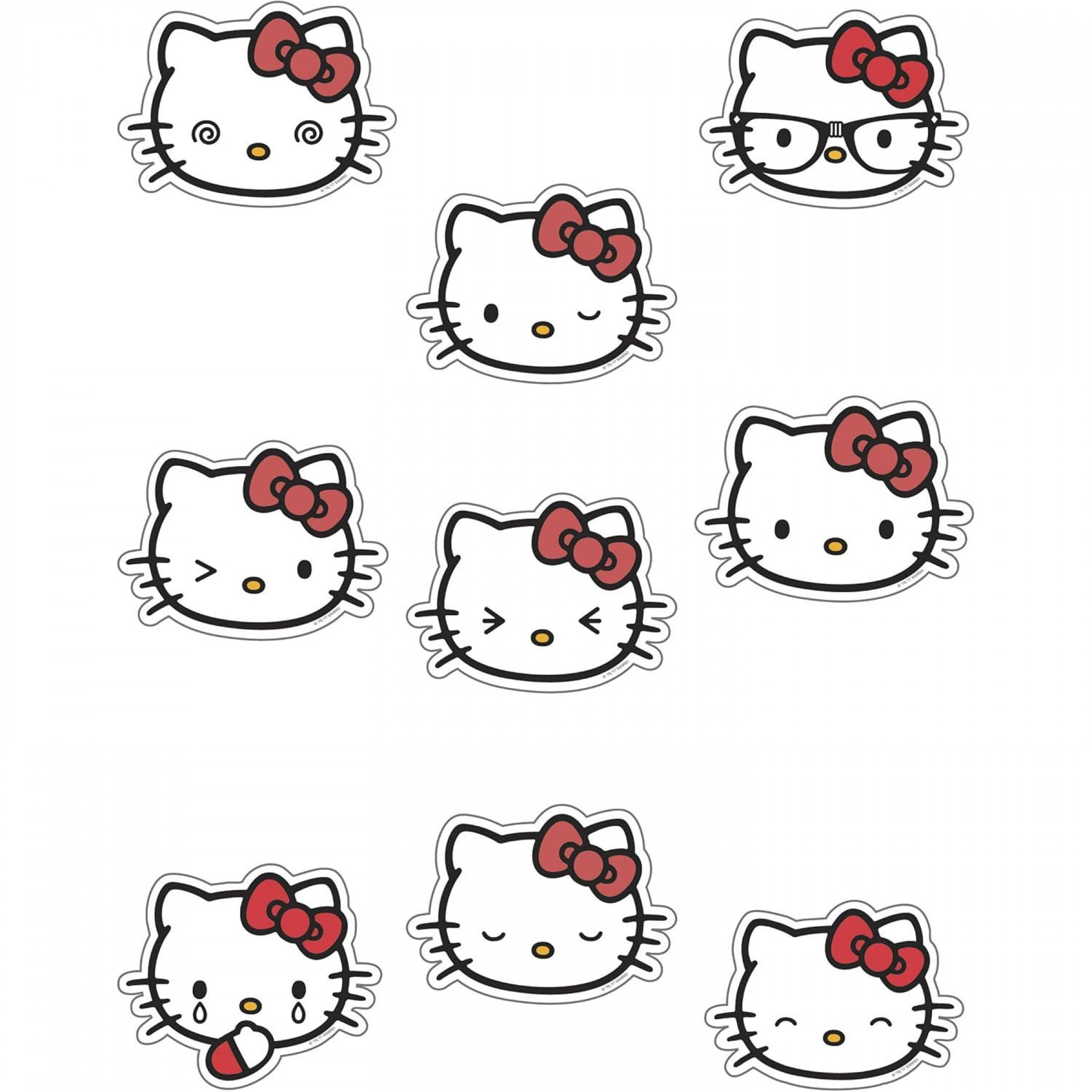 Hello Kitty Emojis 9-Piece Stick on Decal Kit, Multi-Color
